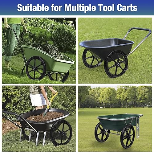 Miniatura 6 de 2 neumáticos planos de poliuretano de 20 pulgadas con rodamientos de 3/4 y 5/8 pulgadas, neumáticos y ruedas no inflados, rueda de 20 x 2 pulgadas