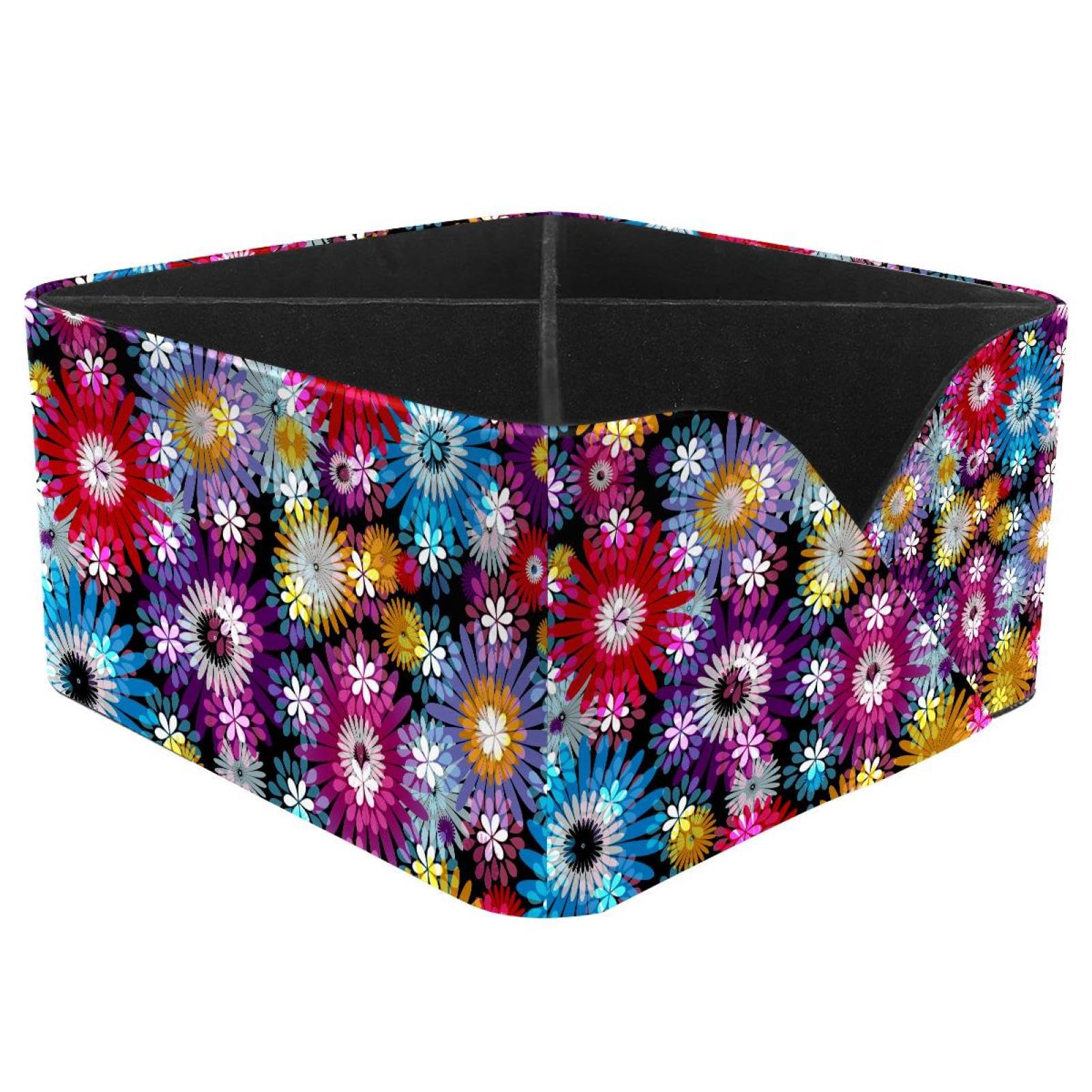 KengjuTesu Flowers Blossom Desktop Organizer Pen Holder, Rectangular Pencil Cup for Office, Study and Makeup Stations