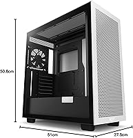Vista 52 de NZXT H7 Flow RGB - Carcasa compacta ATX para juegos de PC de media torre - Panel frontal perforado de alto flujo de aire - Panel lateral de vidrio
