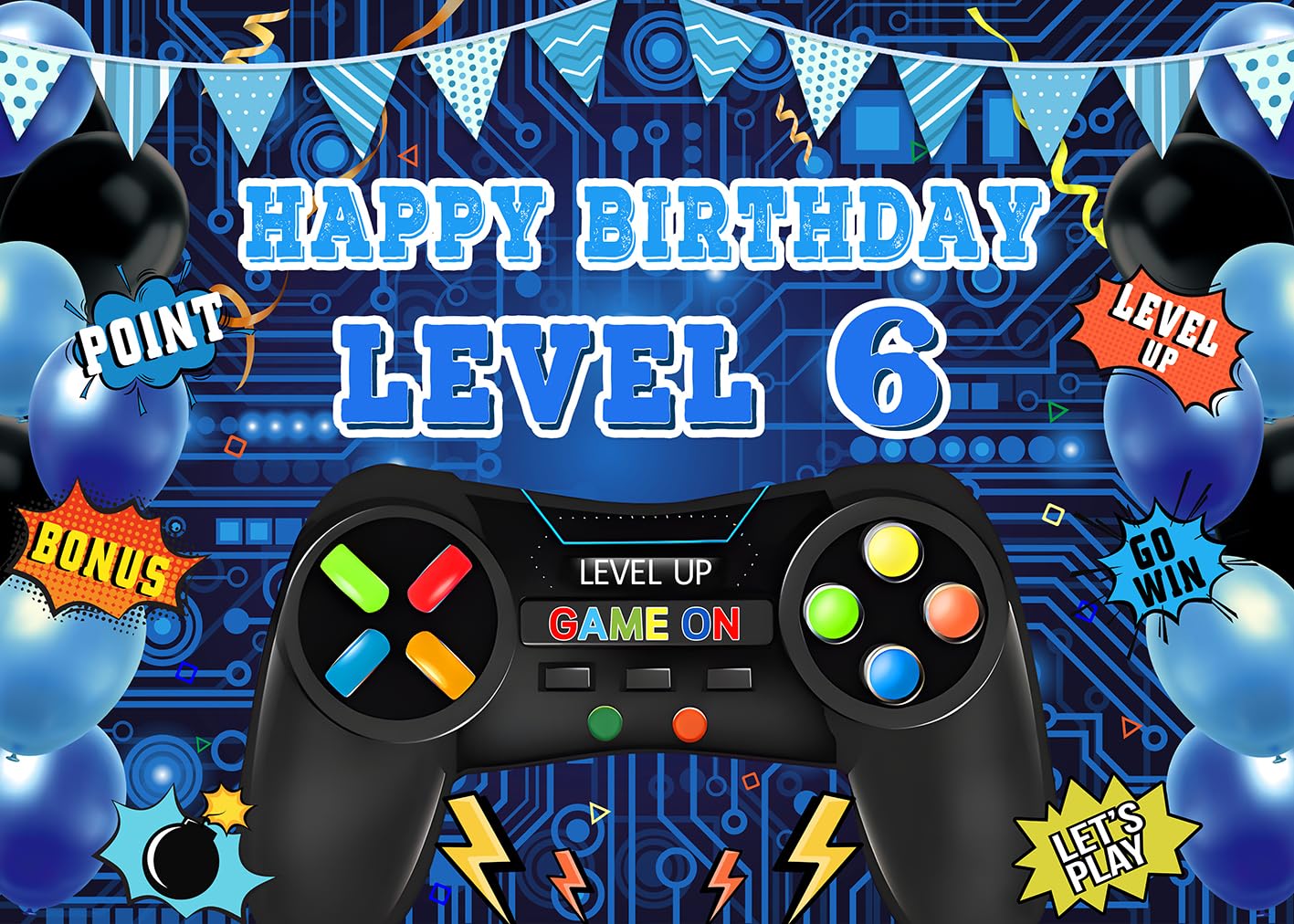 Bruh It’s My 6th Birthday Backdrop Banner - Blue Black Theme, 4.92x3.28ft For Photo Booth - View #7