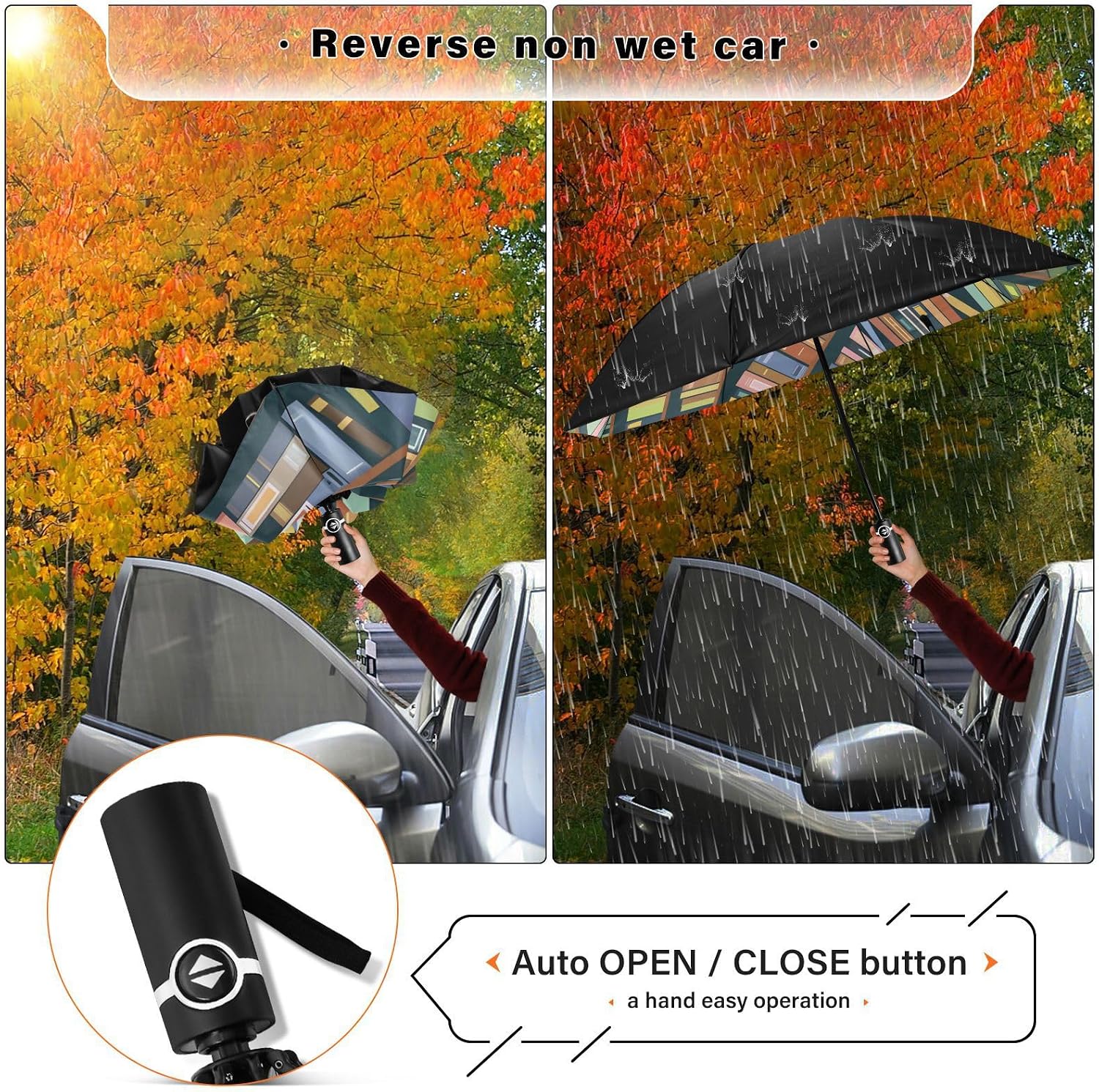 ALAZA Folding Umbrella Compact Travel Umbrella Automatic Open Close for Rain Windproof Sun Umbrellas UV Protection Large Portable