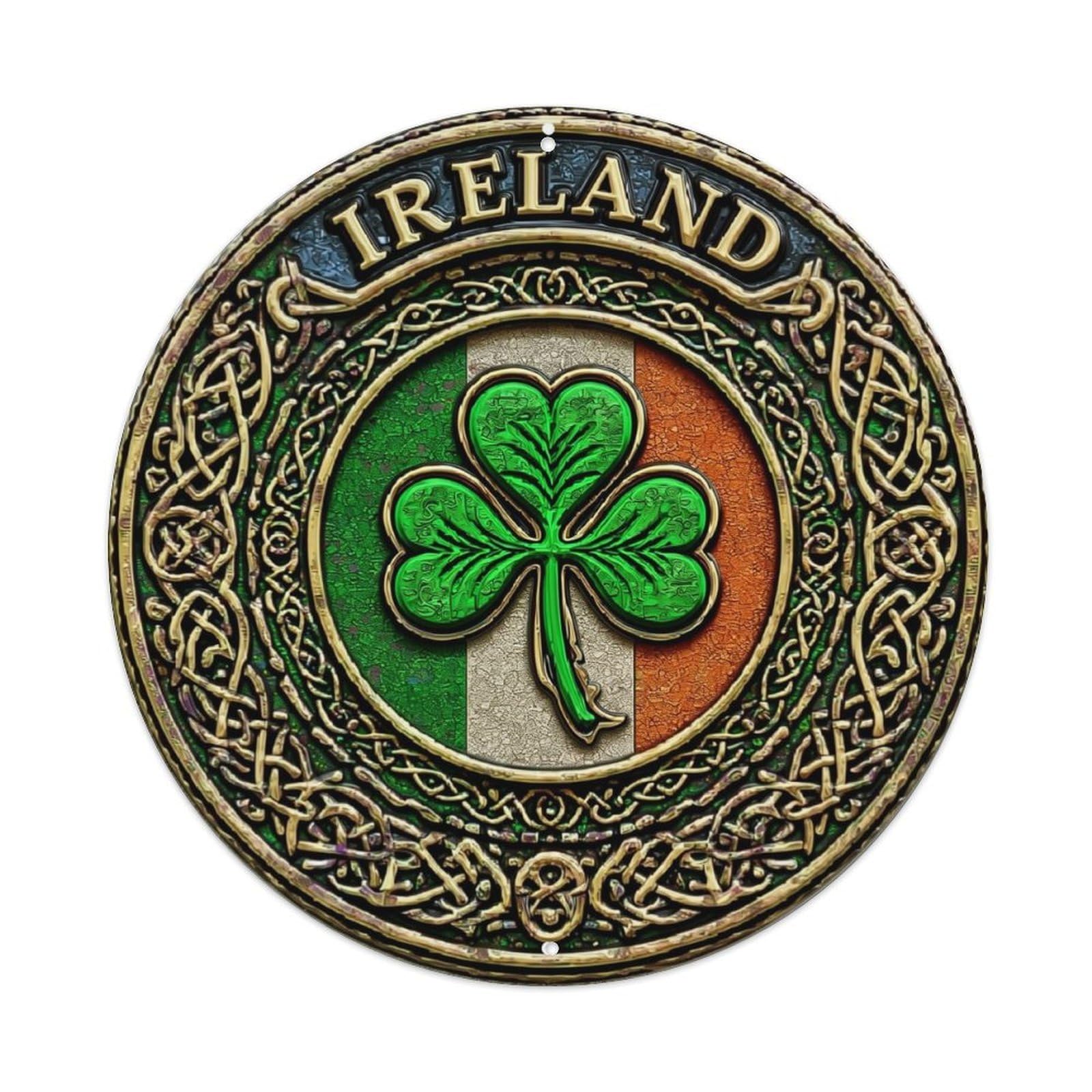 Jdyansheng Vintage Ireland Shamrock Celtic Knot Design Tin Sign Metal Poster Metal Signs For Home Man Cave Bar Cafe Kitchen Laundry Room Wall Decorations 8X8 Inches