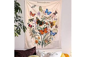 Zussun Butterfly Tapestry Vertical Vintage Floral Tapestries for Bedroom Aesthetic Flower Plant...