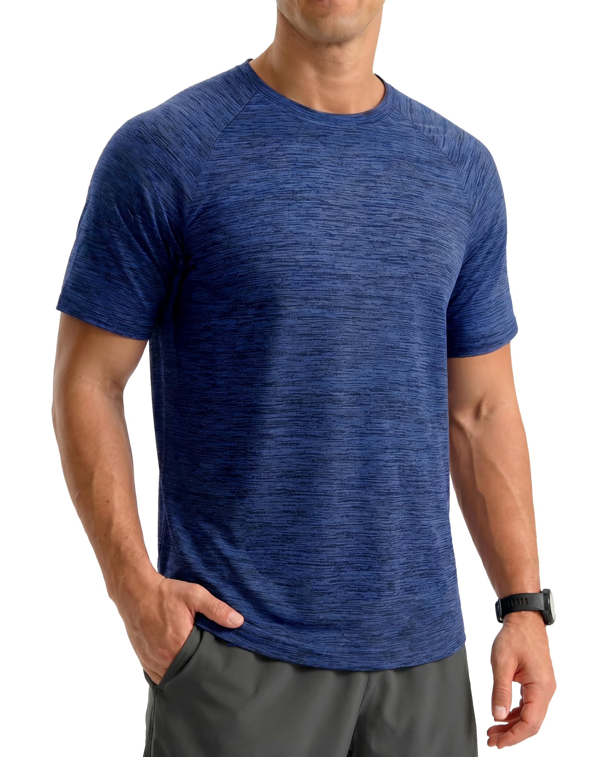 MAGCOMSEN Herren Meliert Sport T-Shirts Atmungsaktiv Funktionsshirt Schnelltrocknend Laufshirt Strech Wandershirt Leicht Trainingsshirt Ohne Etiketten für Training, Gym,Sport