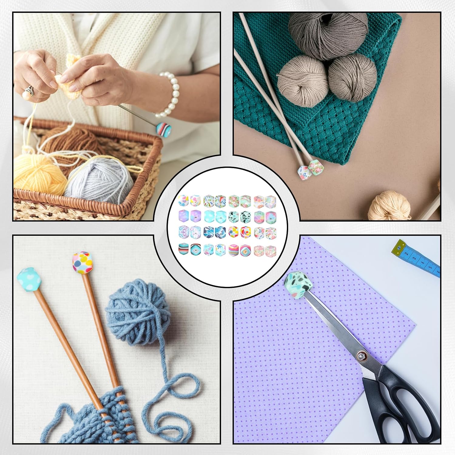 32PCS Knitting Needle Stoppers Set, Knitting Accessories, Knitting Needle Caps and Knitting Needle Point Protectors for Knitting, Stitch Stoppers for Knitting Needles,14mm Knitting Needles Stoppers