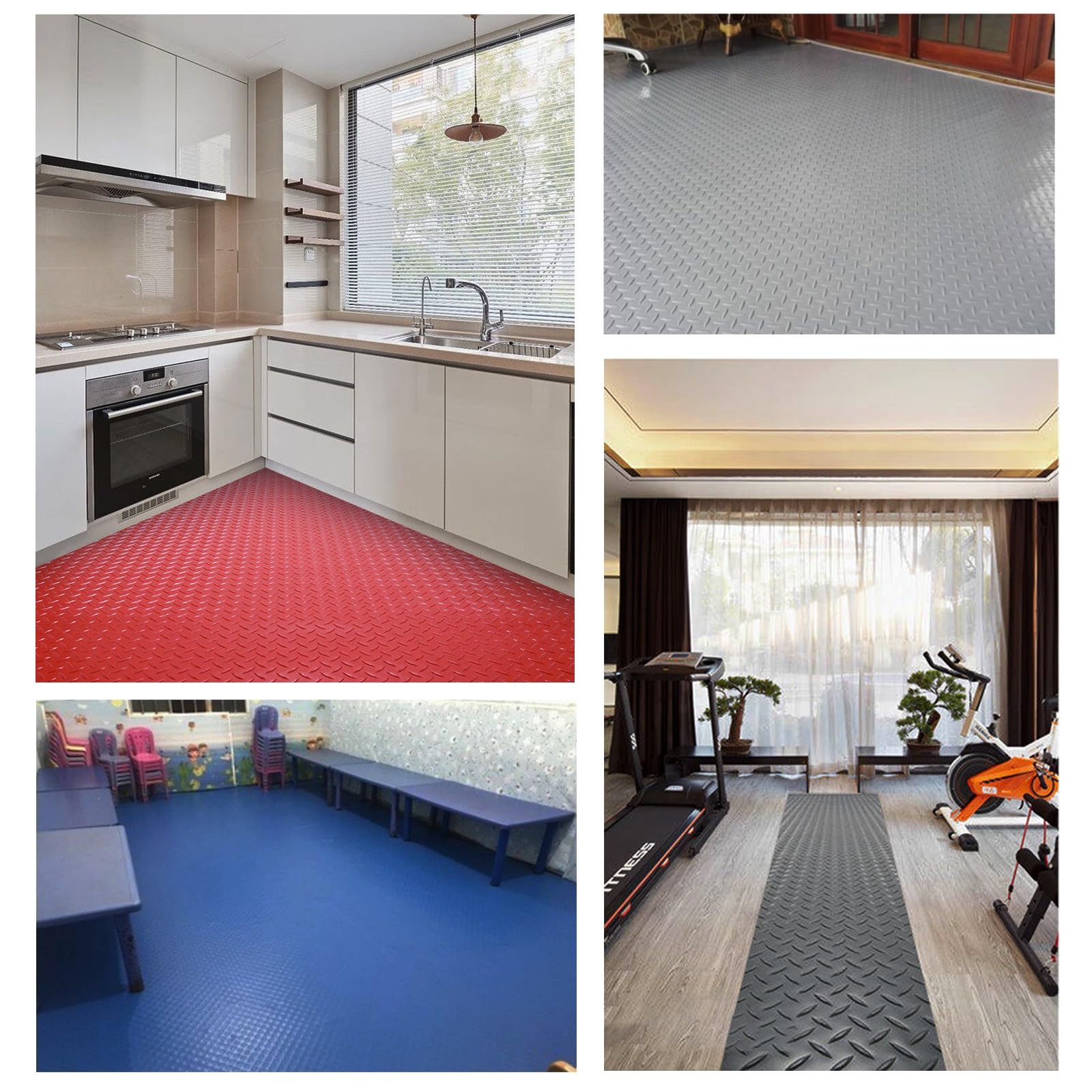 Rollos De Caucho For Pisos, 1x1m,1x3m,1.2x3m,1.3x5m,1.5x6m, Tapete De Estacionamiento Resistente De Grado Comercial, Fácil Deslizamiento, For Remolque De(Grey,1.5x3m/4.9x9.8ft)
