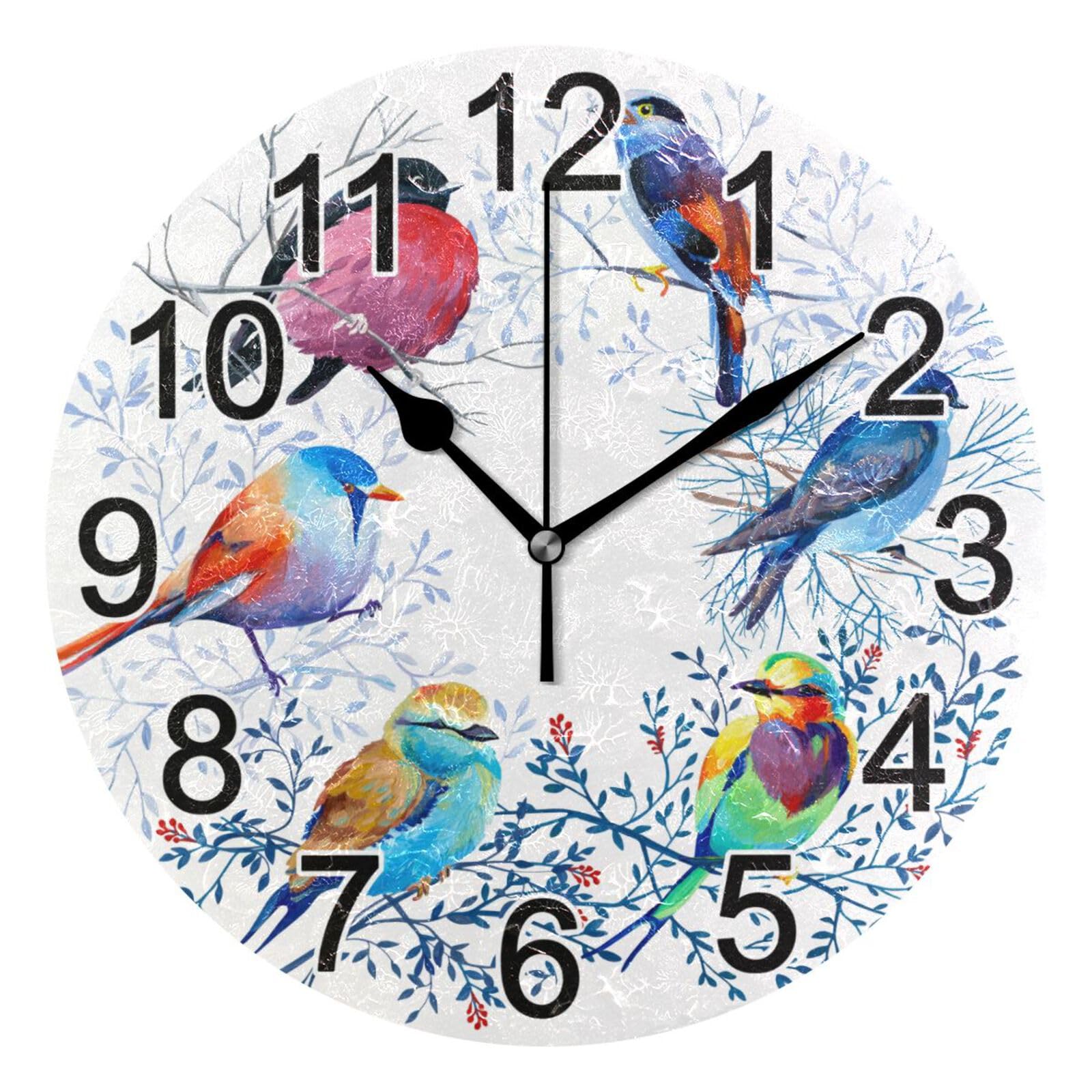 Sponsored Ad – Mnsruu Birds on Branches Wall Clock Non Ticking Silent Kitchen Clock Battery Operated Clocks Round Decorative for Living Room Bedroom Bathroom Home Office