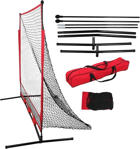 Miniatura 5 de Smartxchoices Red de práctica de sóftbol de béisbol de 5 x 5 pies con bolsa de transporte, portátil, lanzamiento, bateo, atrapamiento, lanzamiento,