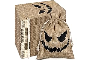 50-Pack Burlap Halloween Treat Bags with Drawstrings