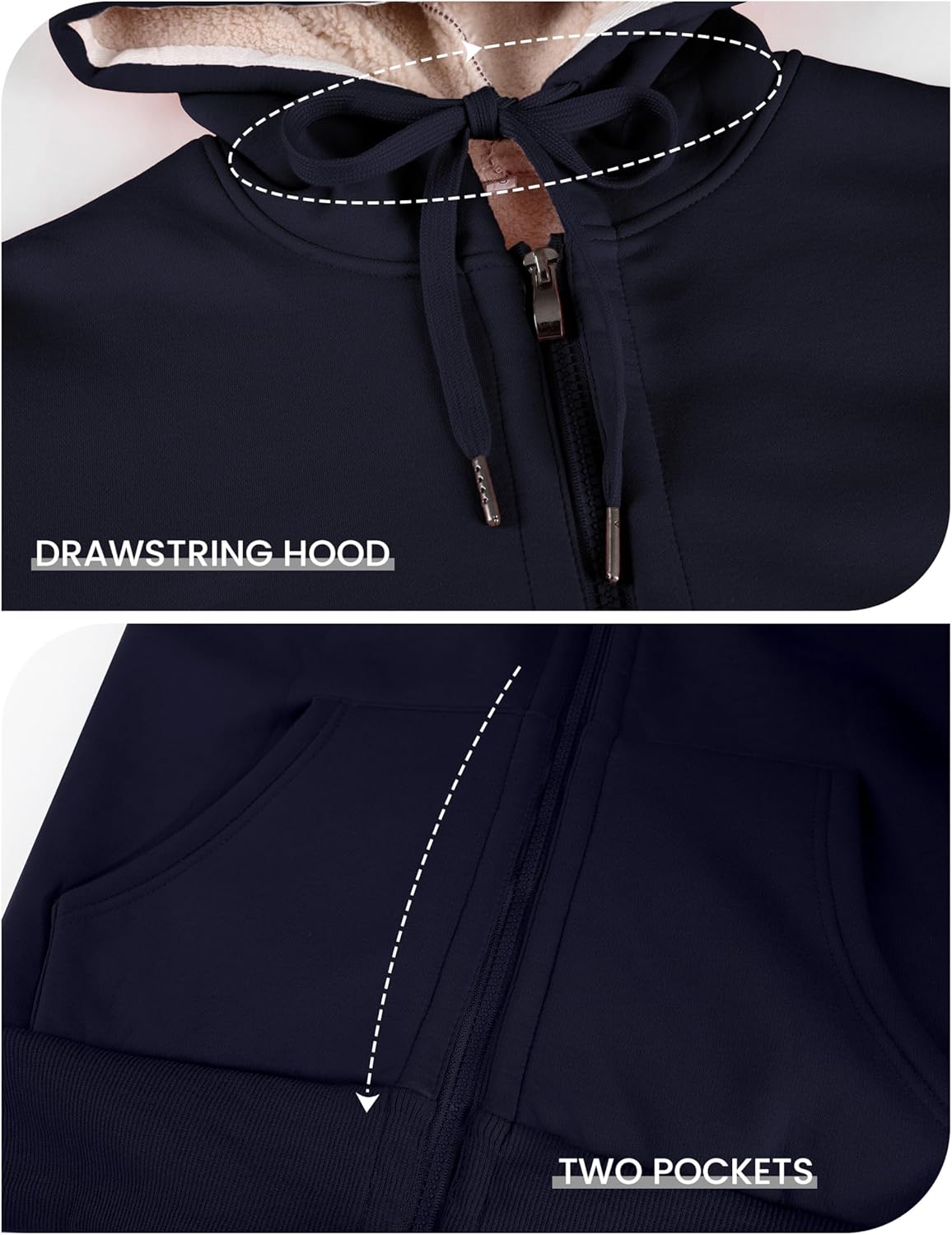 PUWEI Women's Winter Warm Fleece Jackets Thick Sherpa Lined Zip up Hoodies Heavyweight Sweatshirt Coat