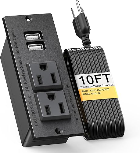 Kungfuking Pasacables de Alimentación de Escritorio Regleta de Alimentación Empotrada para Conferencias en Toma de Corriente de Escritorio 2