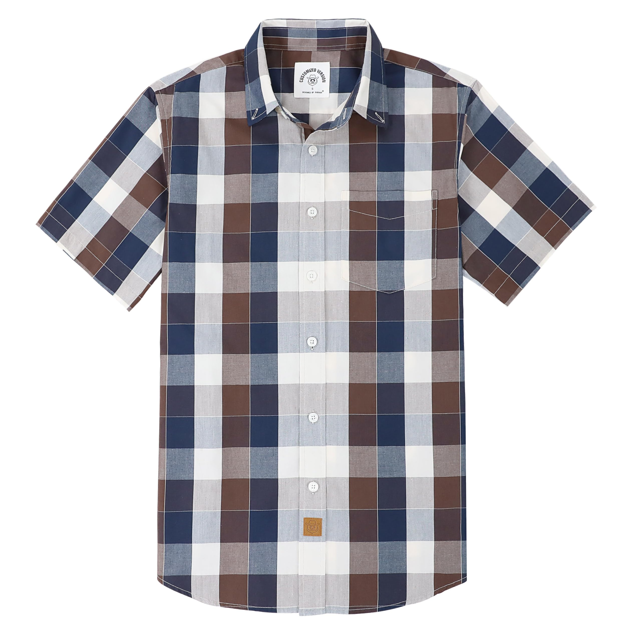 Dubinik® Camisas Hombre Manga Corta Cuadros Camisa Manga Corta Hombre Verano Botón Casual Vintage Trabajo Camisas para Hombre