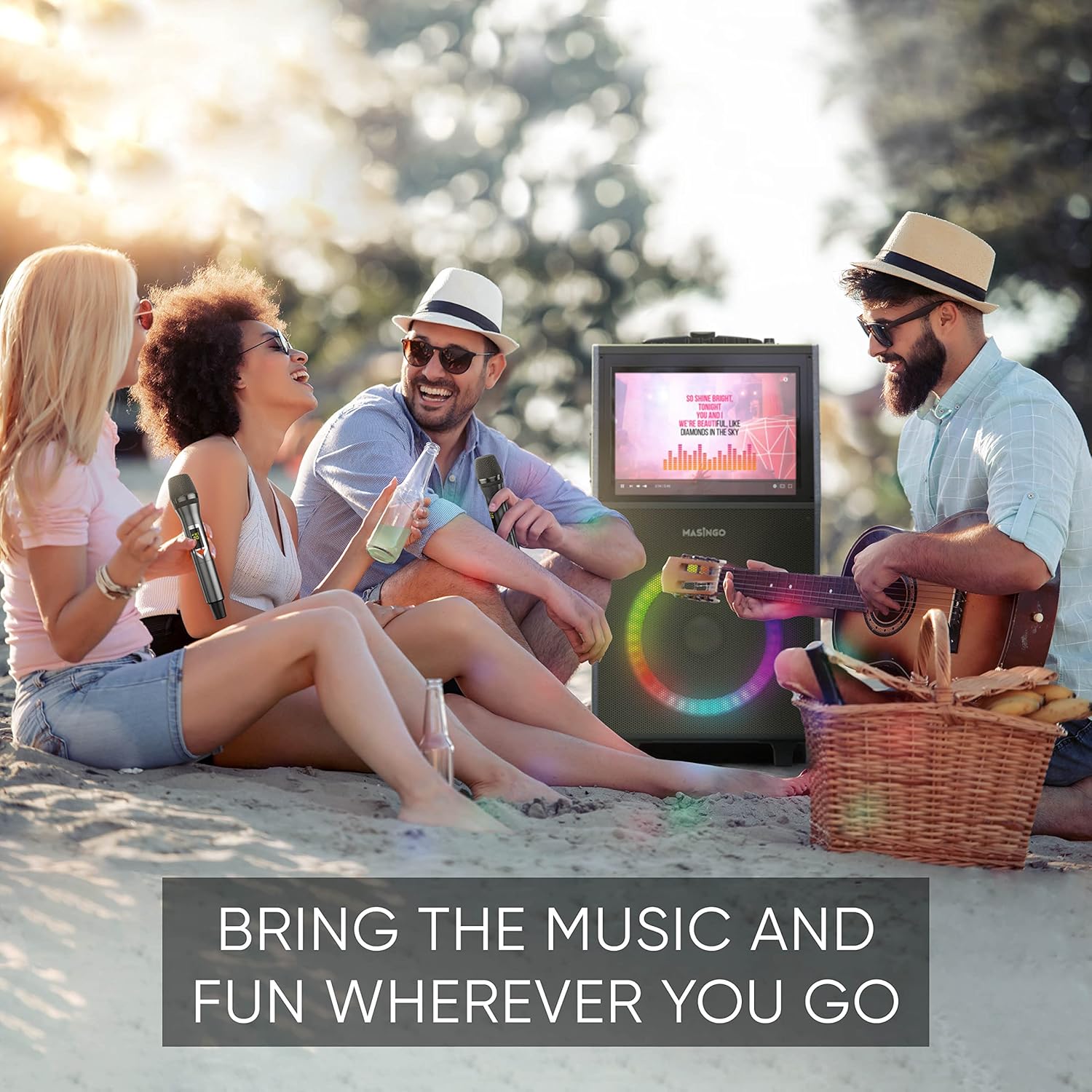 Buy MASINGO 2023 New Professional Karaoke Machine with Lyrics Display