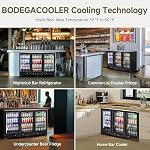 BODEGACOOLER 12 Réfrigérateur de bar commercial Cu.Ft avec 6 Roulettes & Haut en acier inoxydable, Refroidisseur de bar arrière, Réfrigérateur de boissons pour le vin de soda de bière, 3 Portes en verre, LED Éclairage DOE Approuvé