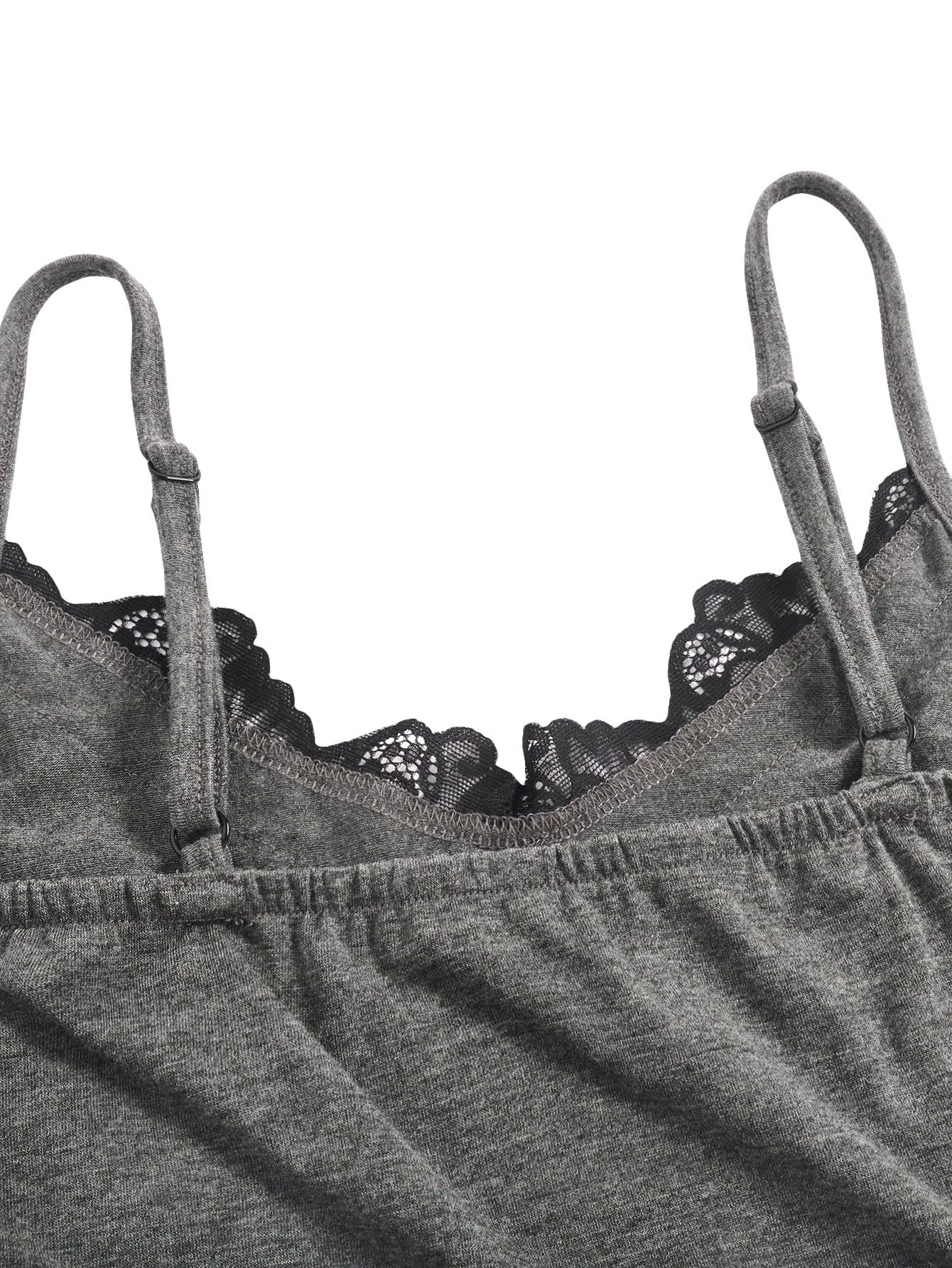 SHENHE Women's Butterfly Skull Print Contrast Lace Spaghetti Strap Sleeveless Cami Tank Crop Tops: Large Butterfly Grey