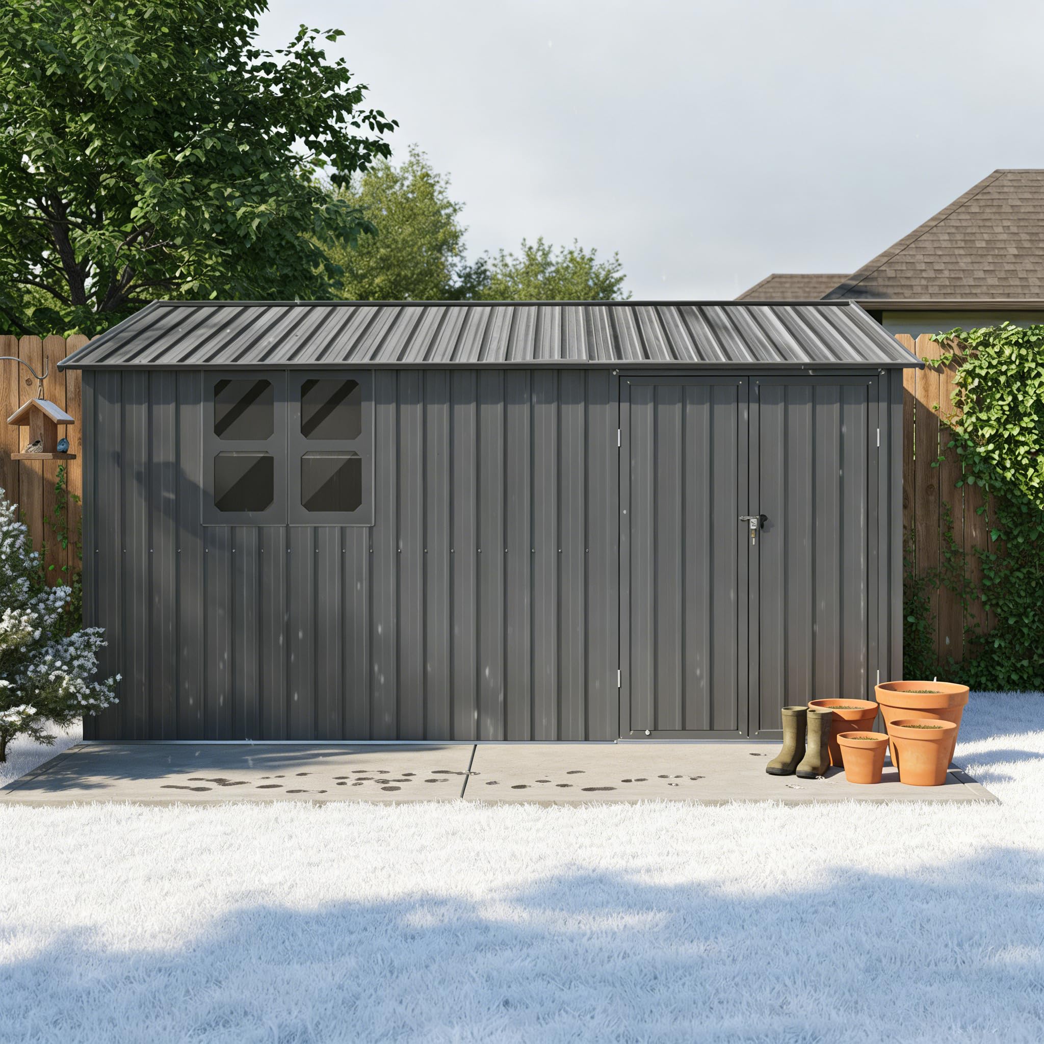 Amazon.com : KEIKI 12x10 FT Metal Outdoor Storage Shed with Apex