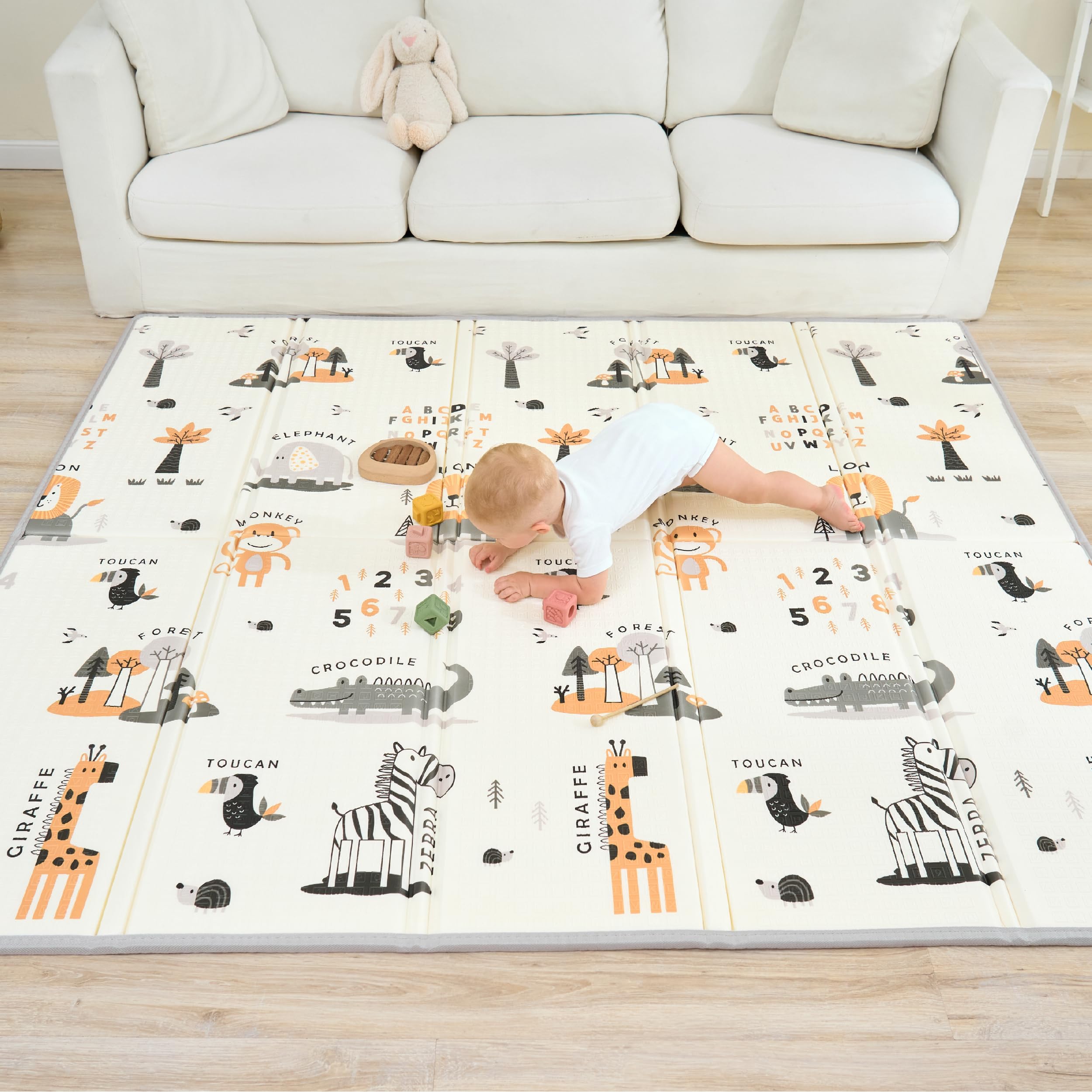 Krabbelmatte Baby Faltbar Spielmatte Kinder Spieldecke 180x200x1.5cm Krabbeldecke Für Baby - Babymatte Kindermatte - Schaumstoffmatte Kinderteppich- Spielteppich - Bodenmatte Kinder - Babygeschenk