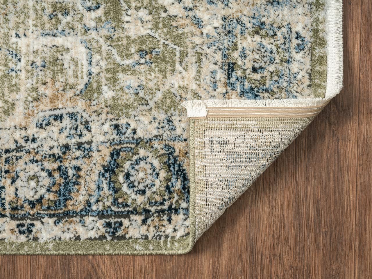 Abani Savoy Collection Area Rug - Intricate Blue/Green Vintage Design 7'9" x 10'2" - Easy to Clean - Durable for Kids & Pets - Non-Shedding - Medium Pile - Soft Feel - Living Room, Bedroom & Office