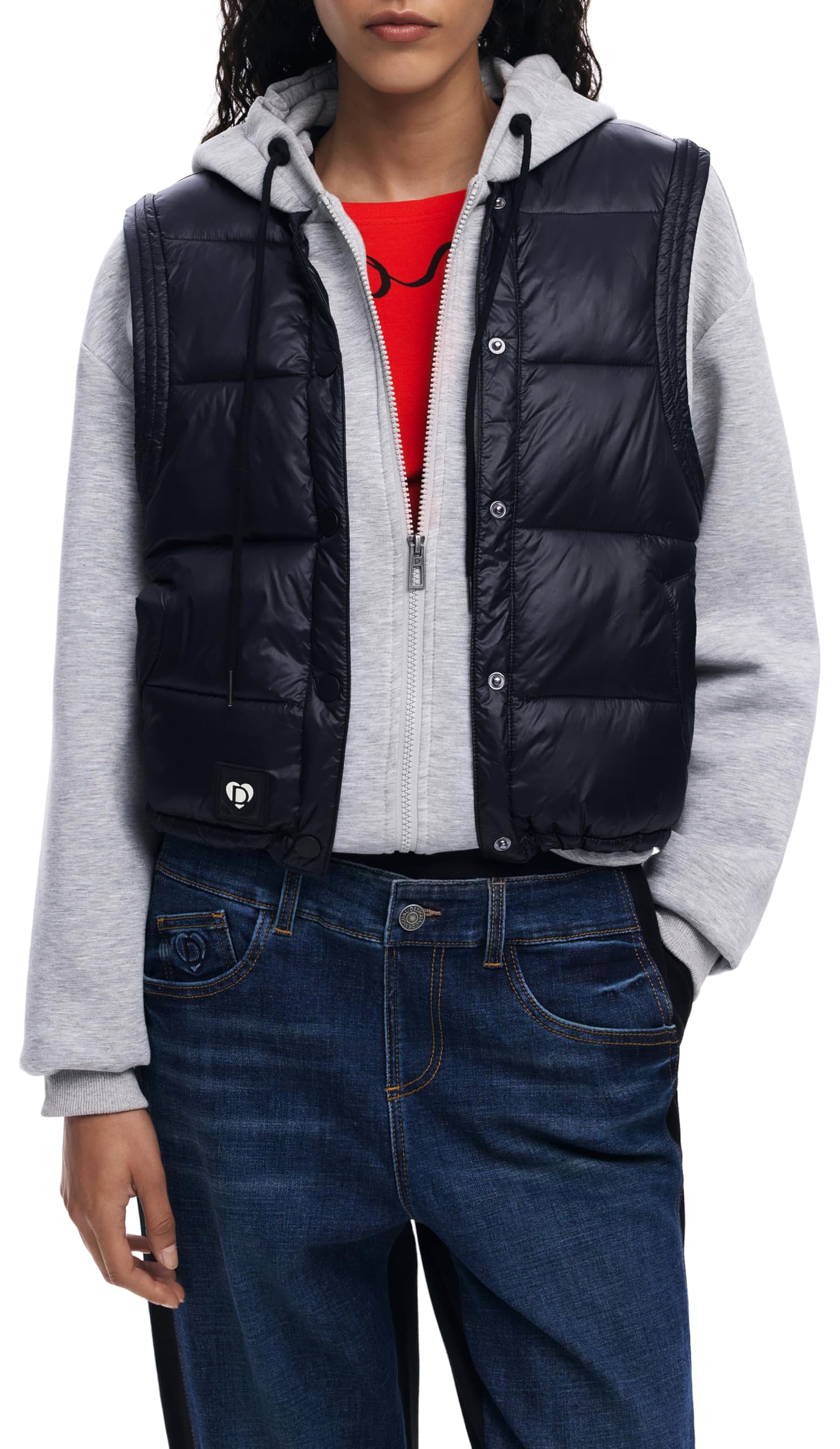 Desigual Sweat_Chaleco, 2042 Gris Vigore Claro, S