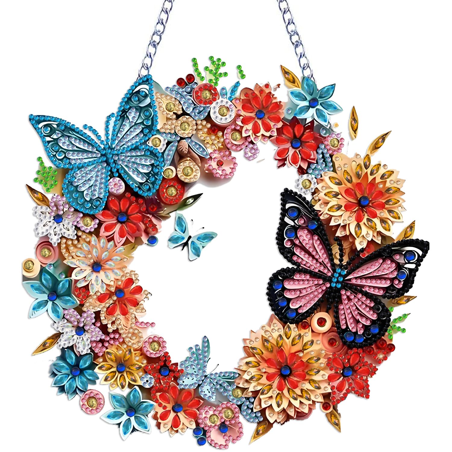 View 1 of ***DAMAGED - SEE NOTES/PICTURES*** STGLCR Butterfly Flower Wreath Diamond Painting Kit