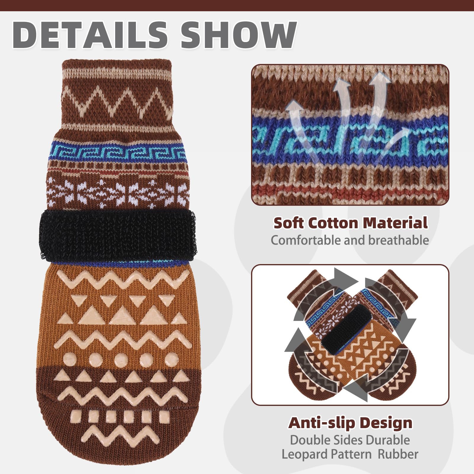 KOOLTAIL Dog Socks to Prevent Licking Paws for Hardwood Floors Anti Slip Winter Warm Pet Boots&Paw Protector with Grippers - Image 4