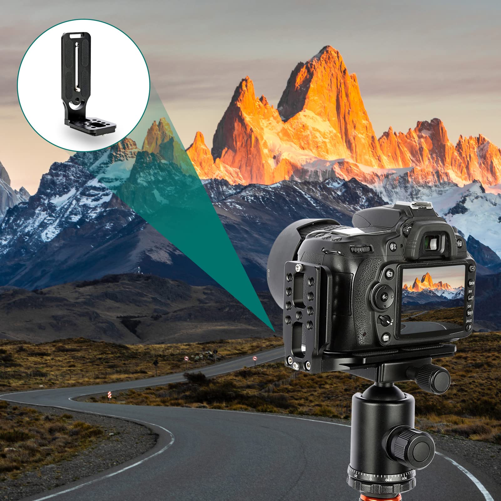 Support Universel Pour Appareil Photo DSLR Vertical L : Plaque de Libération Rapide en Aluminium, Construction Solide, Pour La Photographie Professionnelle (Noir)