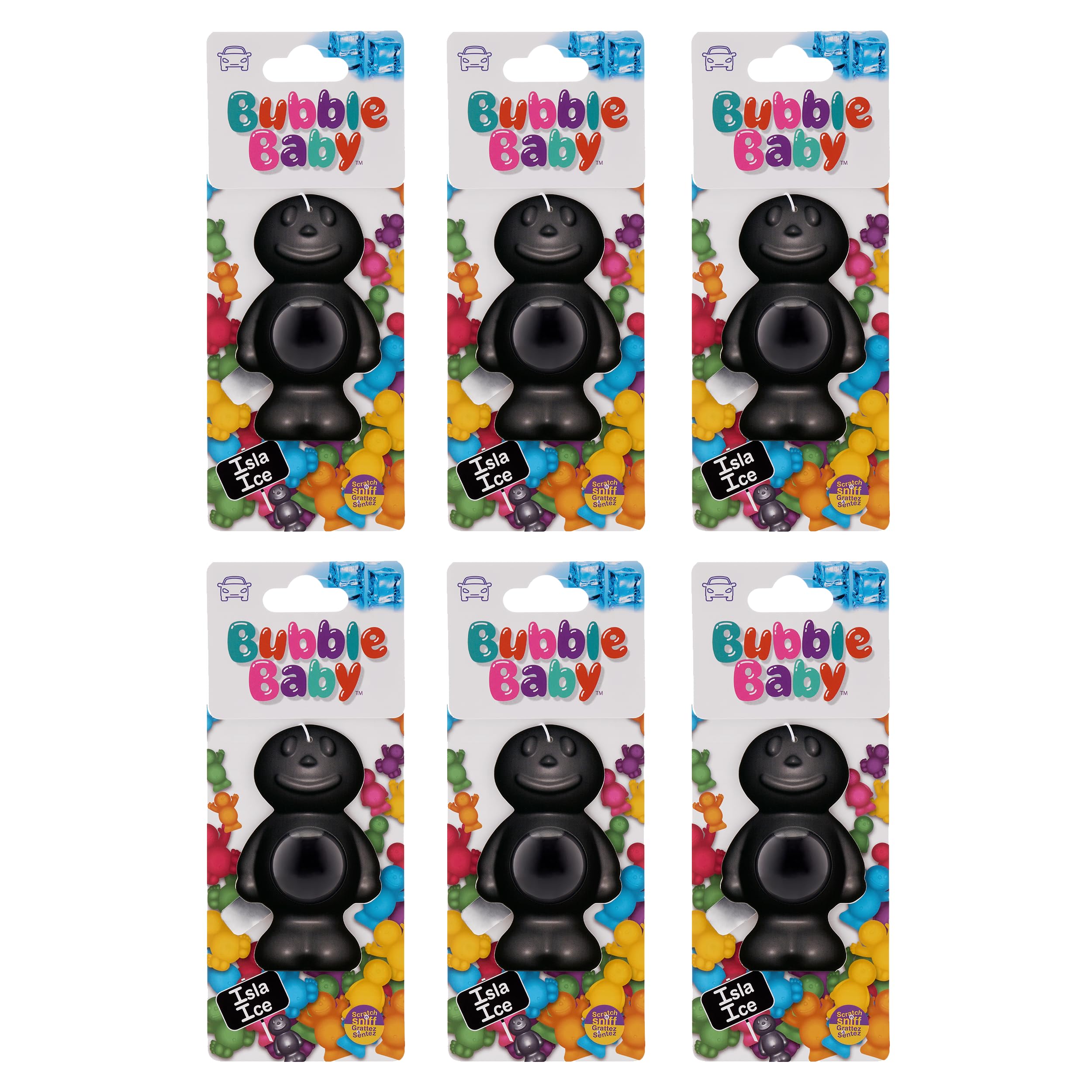 BUBBLEBABY Cool Ice Fragrance Carded Liquid Membrane Car Air Freshener And Odour Eliminator Pack of 6