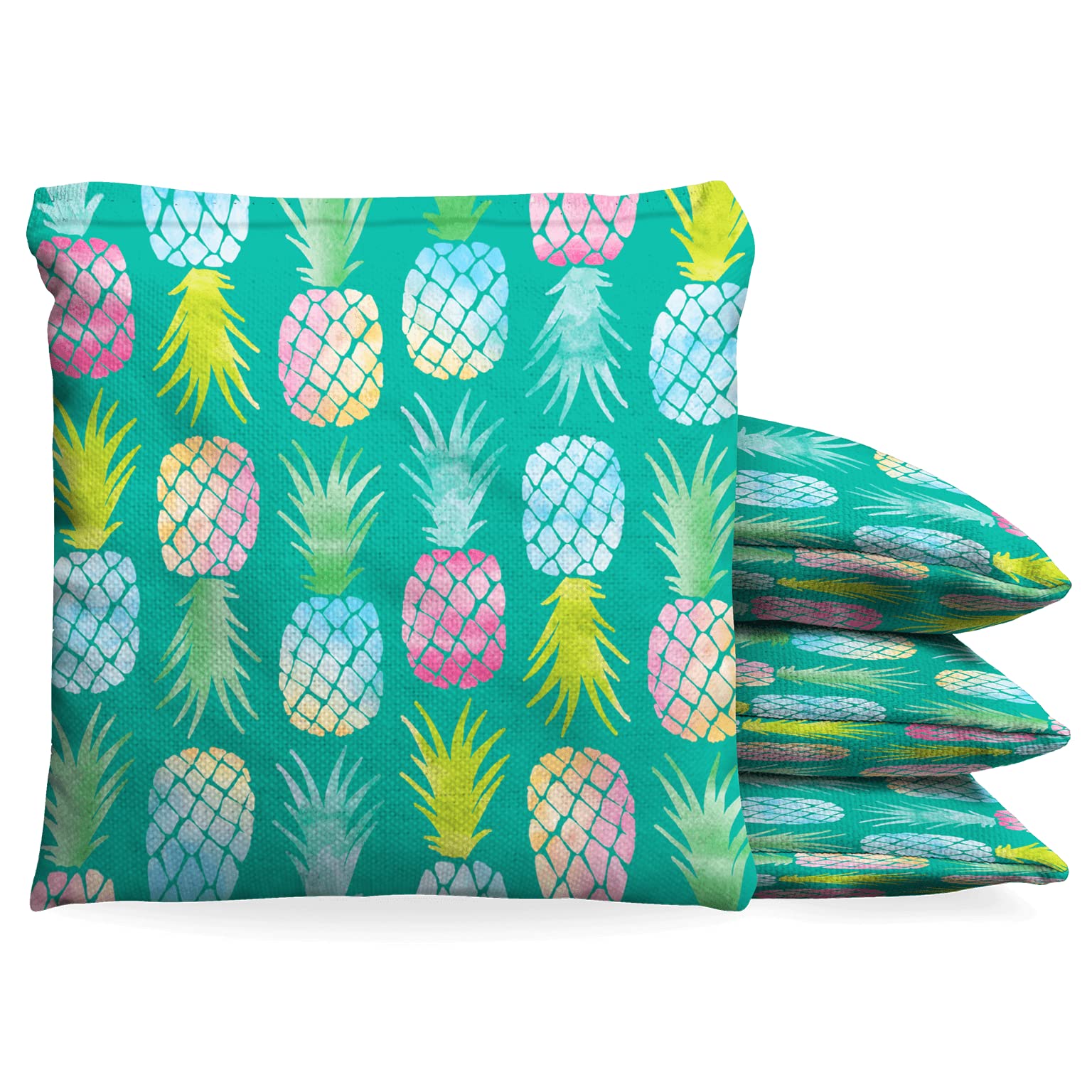 Baggo Pineapple Tropical Pattern Cornhole 1 LB Bean Bag Toss Bags (Set of 8)