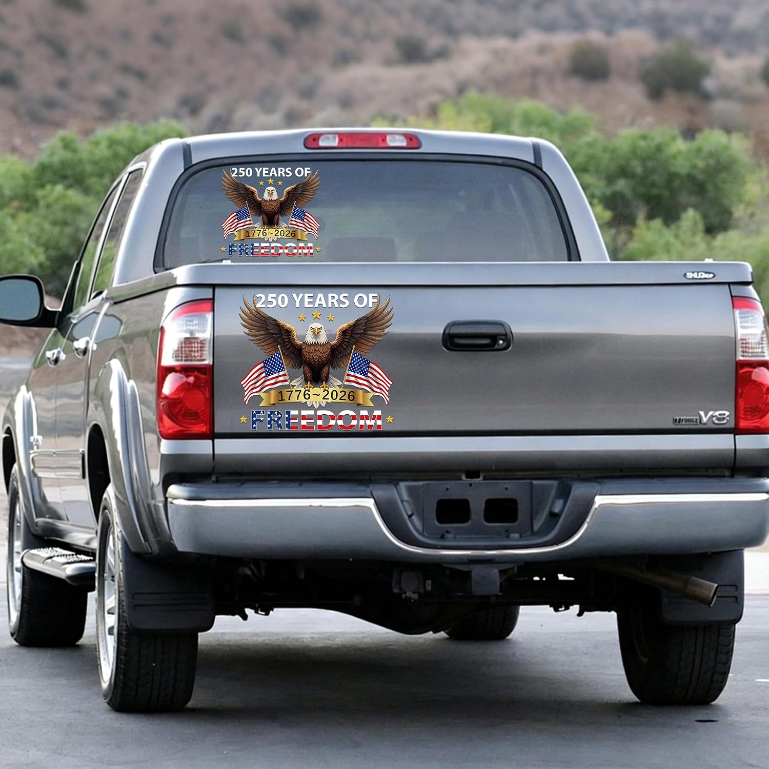 American 250th Anniversary Car Decal, 1776-2026 Patriotic Eagle & Flag Sticker, 12 in USA Semiquincentennial Merchandise Decal for Trucks, Windows, Laptops & Helmets