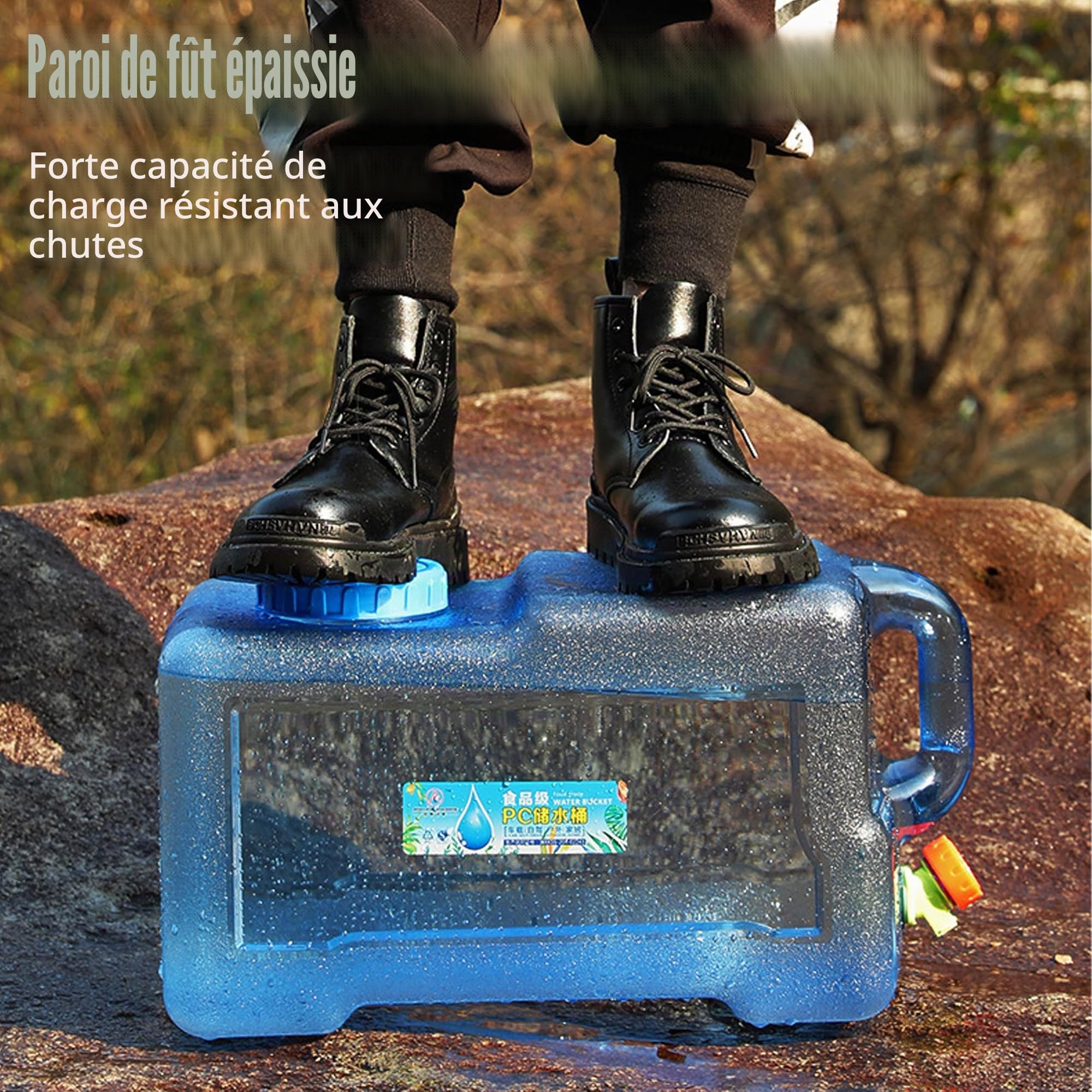 Gekufa Bidon d'eau de 12 l Robinet, réservoir d'eau de Camping poignées | réservoir d'eau, distributeur d'eau, bidon d'eau potable portable les voyages en plein air, la randonnée, la caravane,