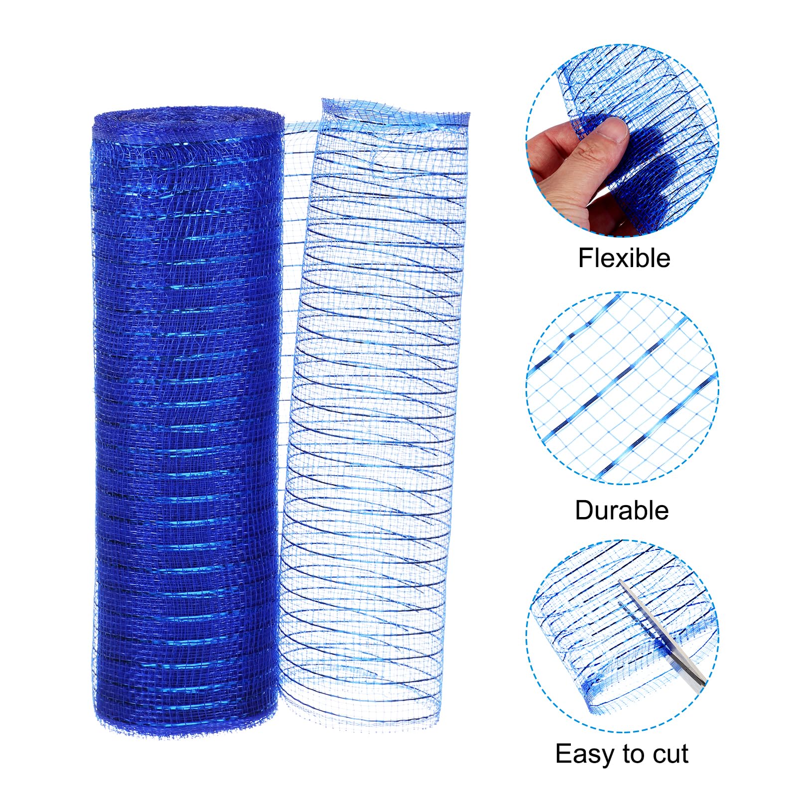 PATIKIL Decorative Mesh Ribbon, 10 Inch x 10 Yard Mesh Ribbon Roll Foil Metallic for Christmas Tree Wreath Decoration Dark Blue - Image 3