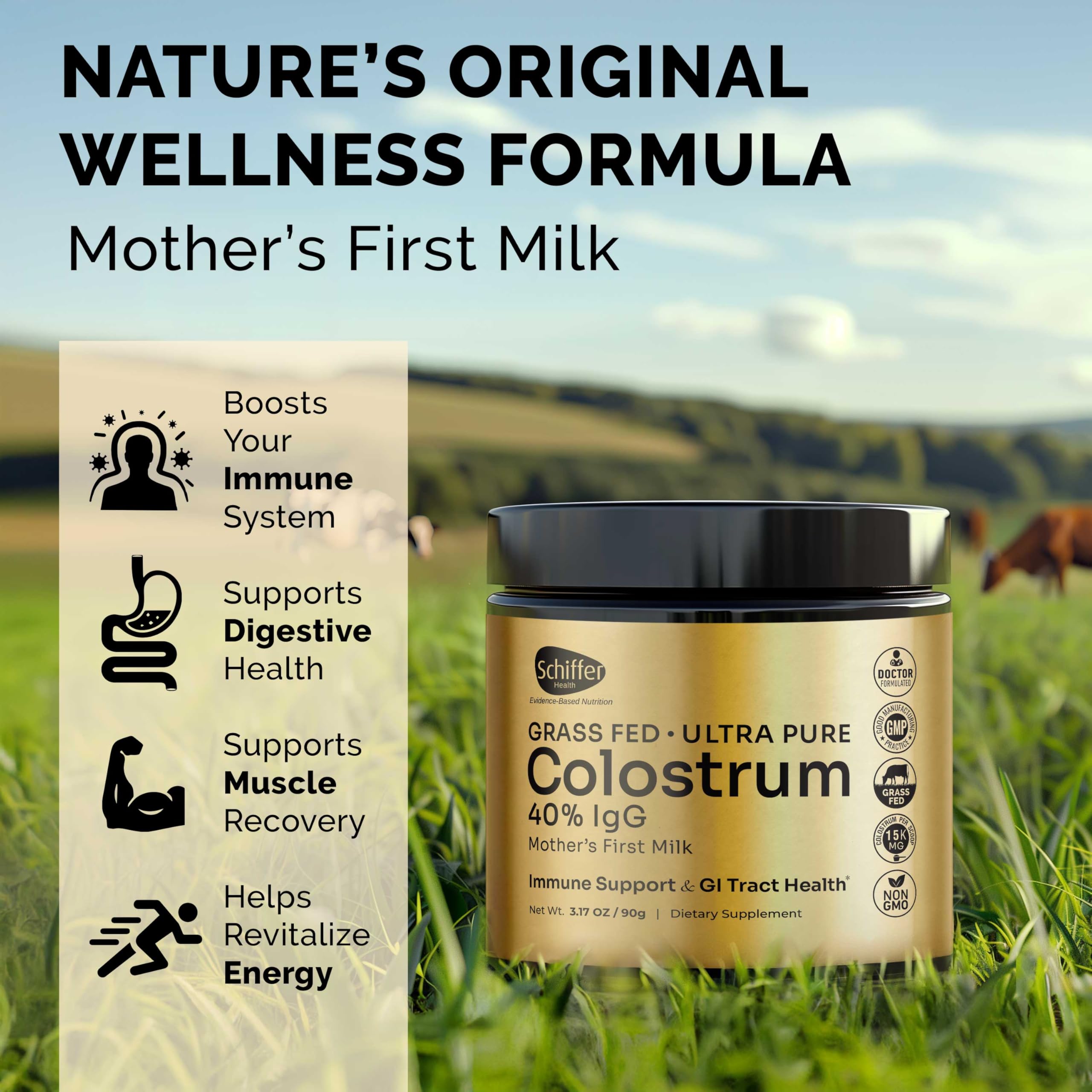 Premium Colostrum Supplement Highest IgG for Gut Health, Immune Support & Recovery Superfood, Anti-Age - Pure Grass-Fed Bovine Colostrum Powder - Mother’s First Milk, 60 Servings, Unflavored — Amazon image 2
