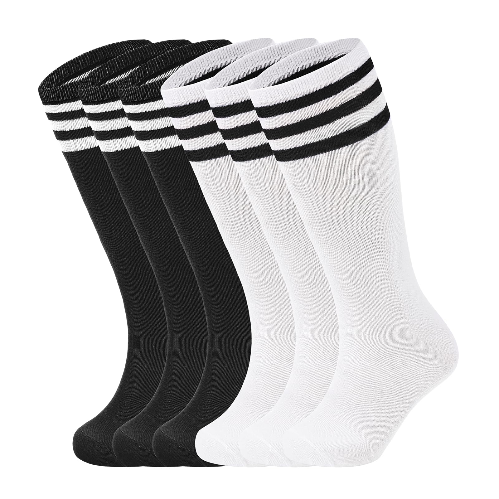 American Trends Calcetines de fútbol para niños y jóvenes, béisbol, jóvenes, fútbol, sóftbol, niñas, calcetines altos hasta la rodilla, 6 pares