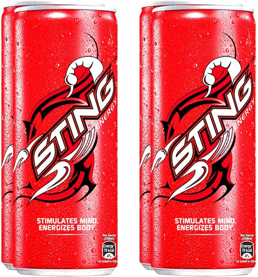 Sting Energy Drink, 250ml Can (Pack of 4)