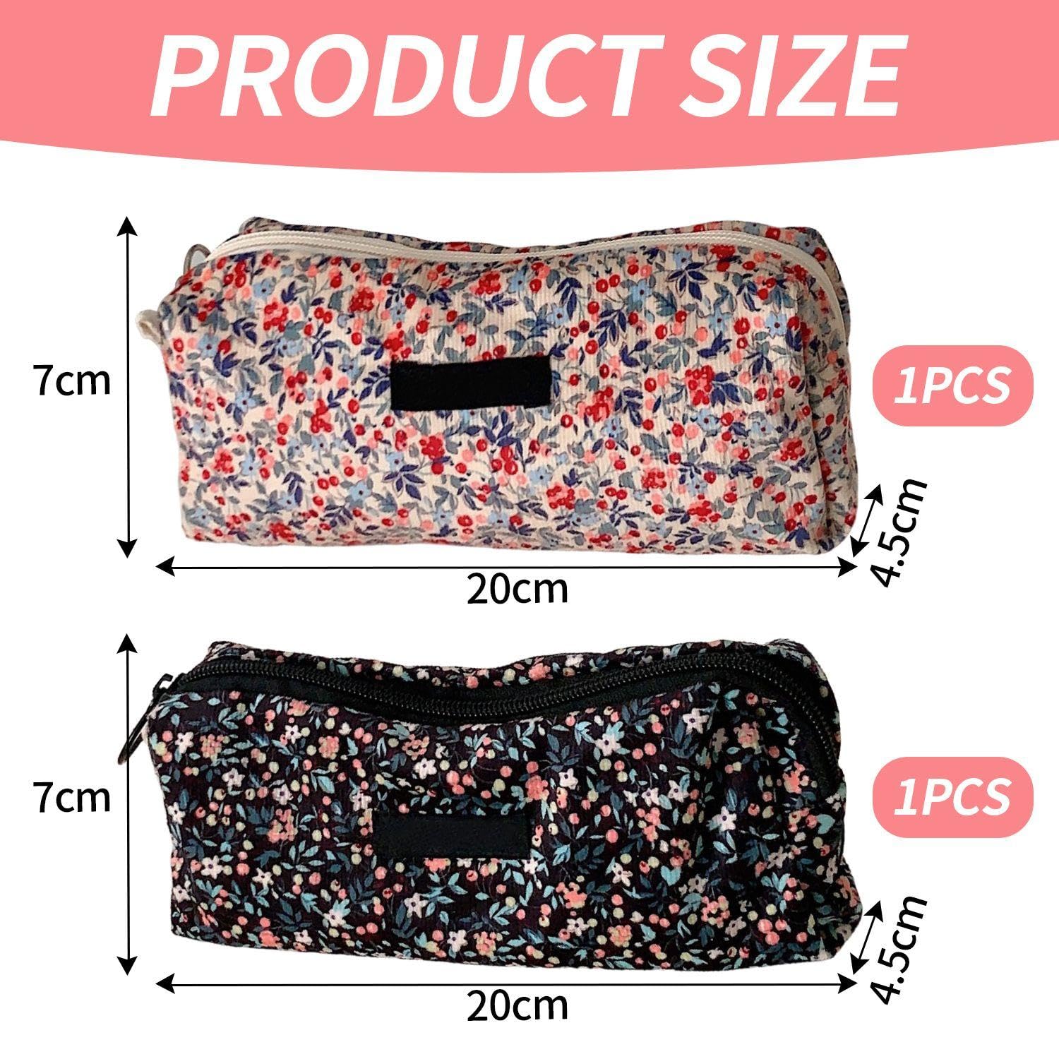 2 Pieces of Floral Pencil Cases, Convenient Pencil Cases, Stationery Storage Bags, Storage and Organization Bags - Image 2