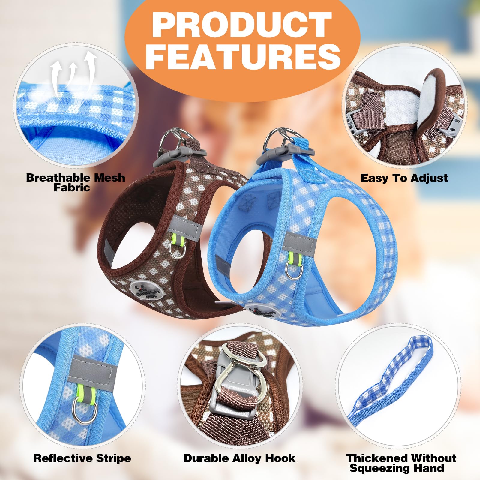 VINEST Cat Harness and Lead Set for 2.5-5.5 kg, Soft Mesh Dog Harness and Leash Set including Collar - Image 3