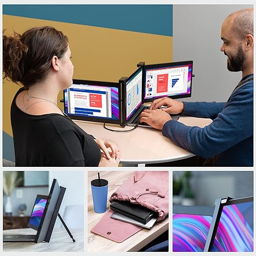 Miniatura 4 de SideTrak Axis Monitor portátil triple para laptop  Portátil de tres pantallas FHD IPS de 11.9 pulgadas  Compatible con Mac, PC y Chrome  Alimentado