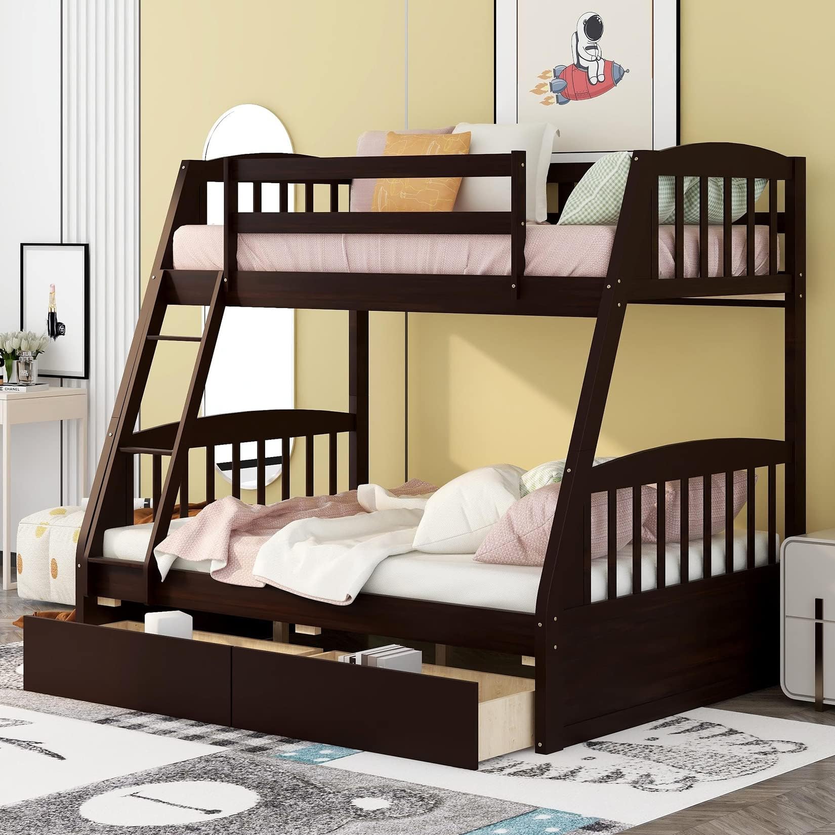 Size Trundle Harper Bright Designs Twin Over Twin Bunk Bed With