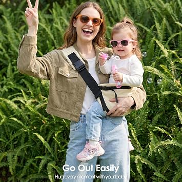 Baby Sling Carrier Newborn to Toddler, Adjustable Toddler Carrier Sling Baby Carrier Toddlers Sling Carriers Hip Carriers for 8-40lbs, Beige