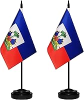 Vista 7 de Juego de banderas de escritorio de Colombia, paquete de 2 banderas de mesa colombianas, mini bandera de escritorio pequeña con poste negro sólido
