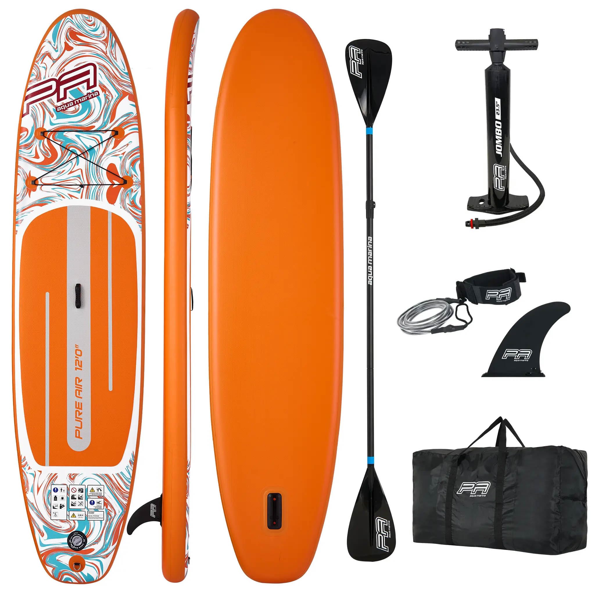 SUP Aqua Marina Pure Air Aufblasbares Stand Up Paddle Board | Surfboard für Einsteiger & Fortgeschrittene mit zubehör