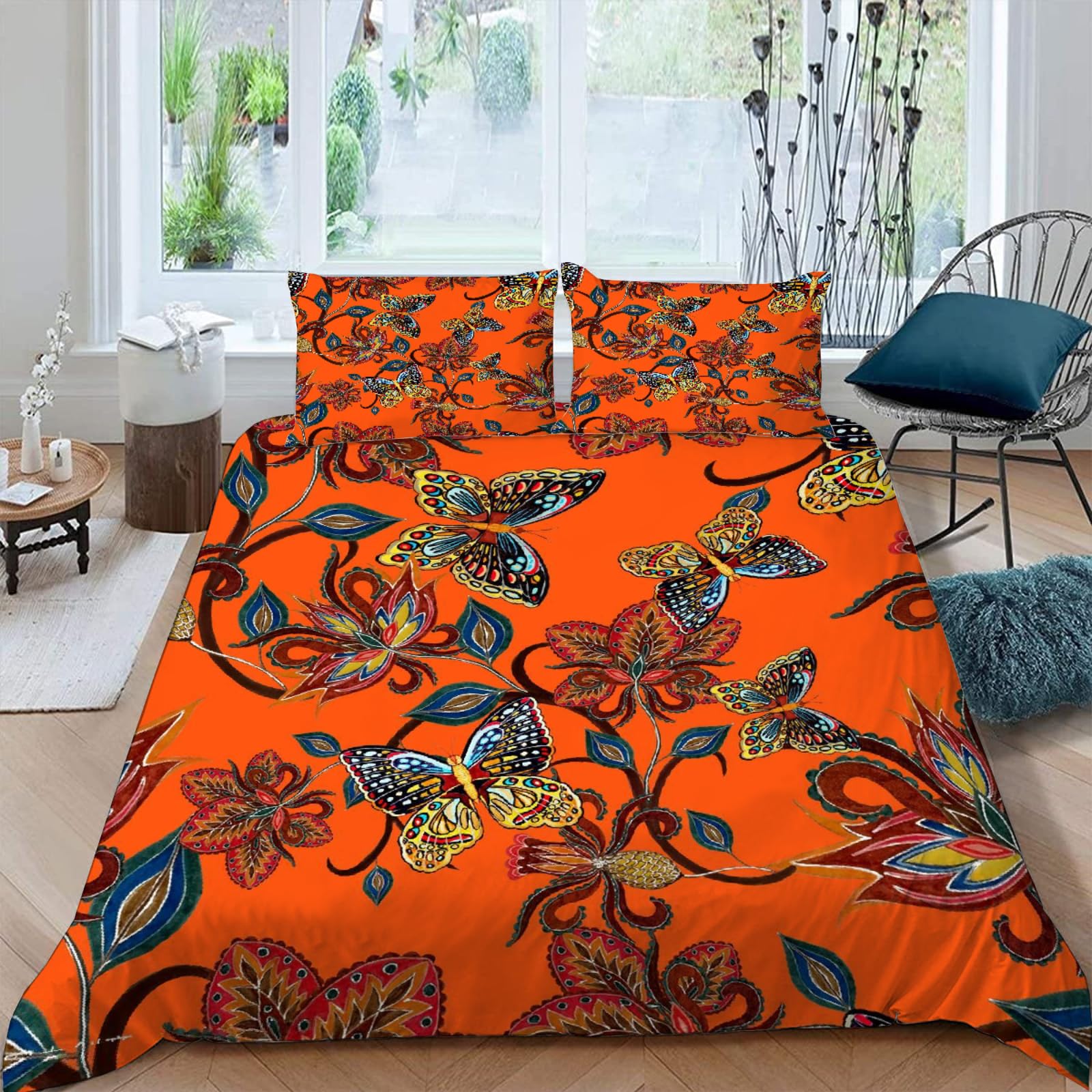 Housse de couette 220x240 fermeture éclair fini la couette qui glisse parure papillon