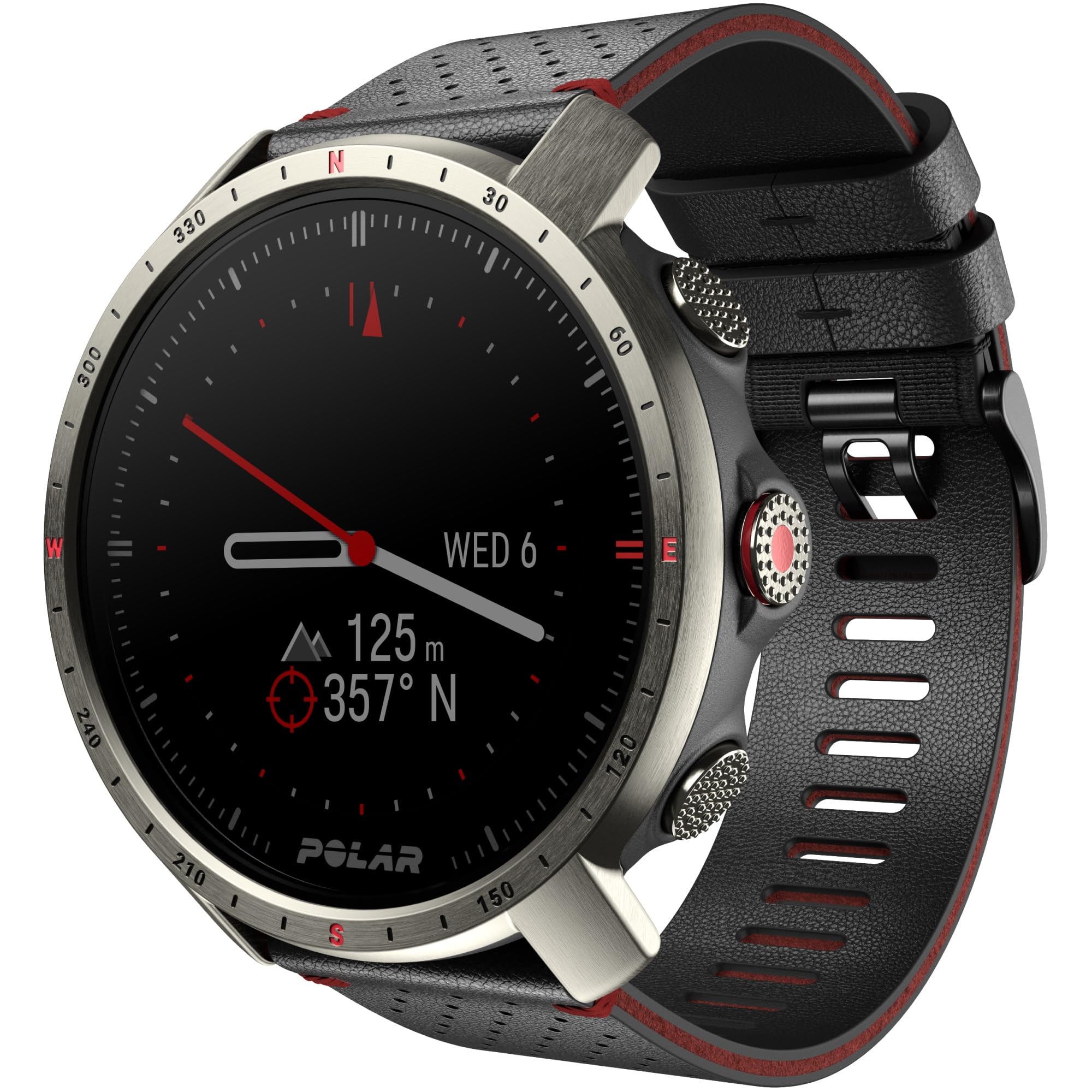 Polar Grit X Pro Titan – Premium Outdoor-Multisportuhr mit GPS – Strapazierfähigkeit auf Militärstandard, Saphirglas, Pulsmessung am Handgelenk, Lange Akkulaufzeit, Navigation, M/L