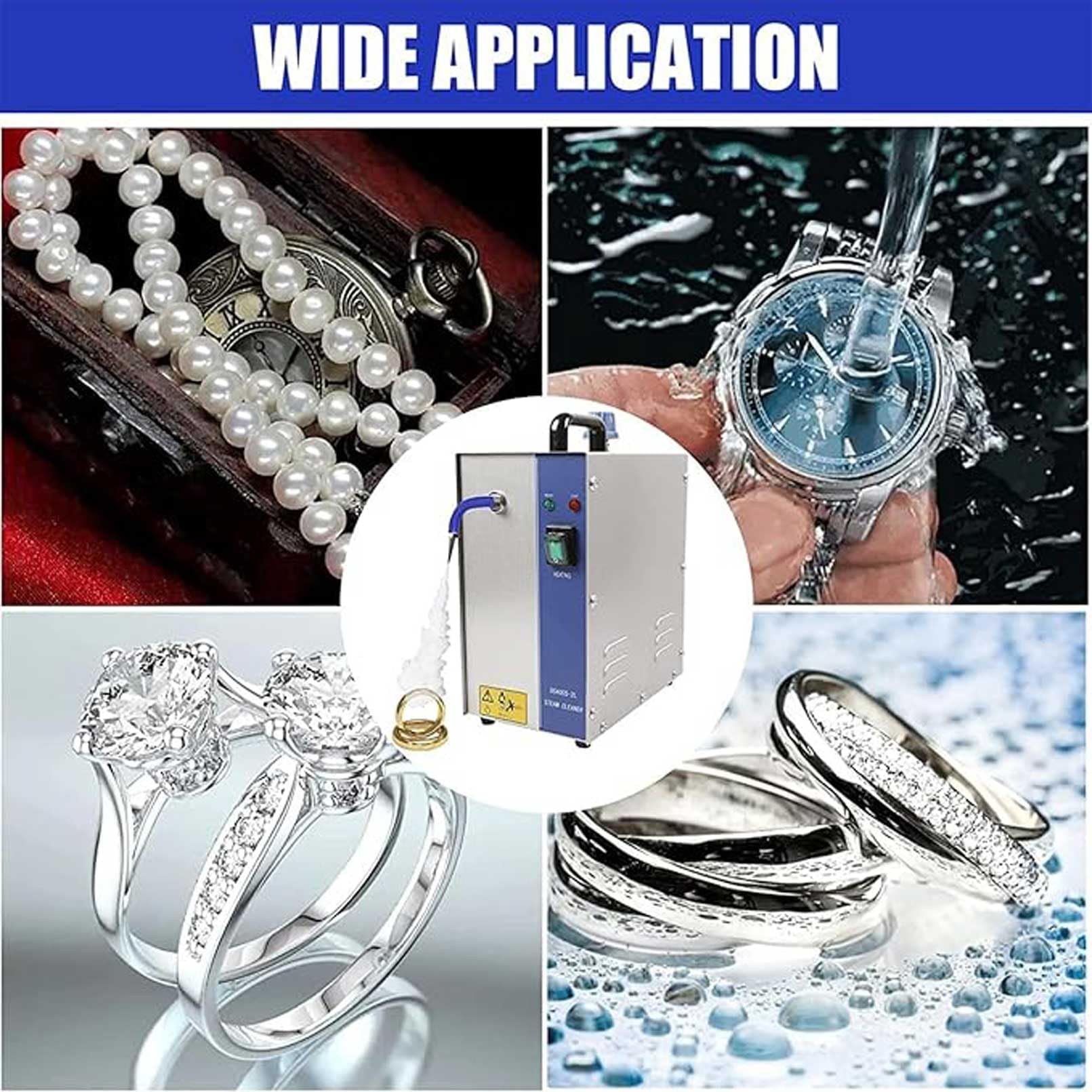 1300W Limpiador de Joyas de Oro y Plata Vaporizador Equipo de Lavado de Gemas 2L Máquina Limpiadora de Joyas a Vapor para Anillos, Relojes, Pendientes,Gafas