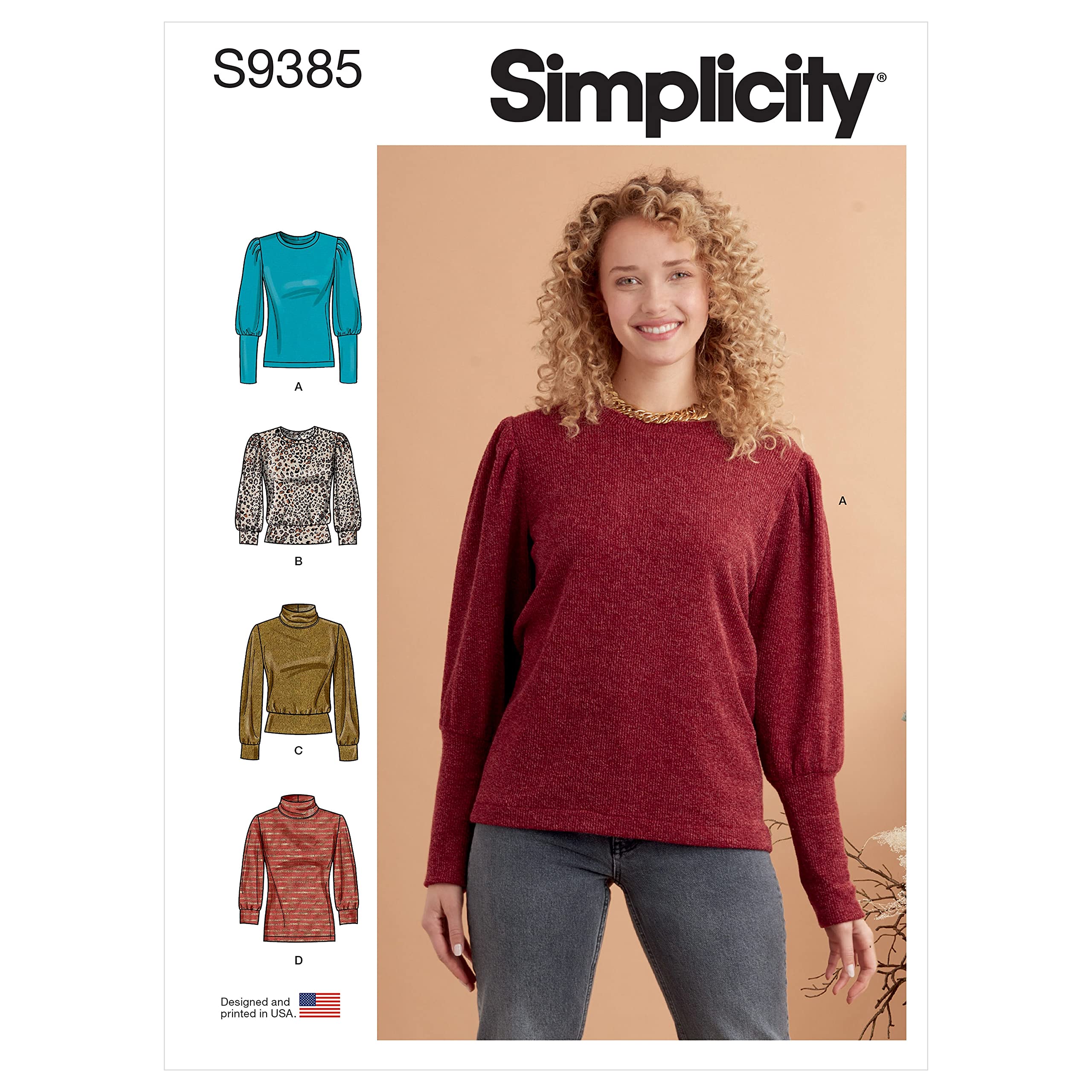 Simplicity Sewing Pattern S9385 Misses' Knit Tops with Length and Sleeve Variations, 16-18-20-22-24