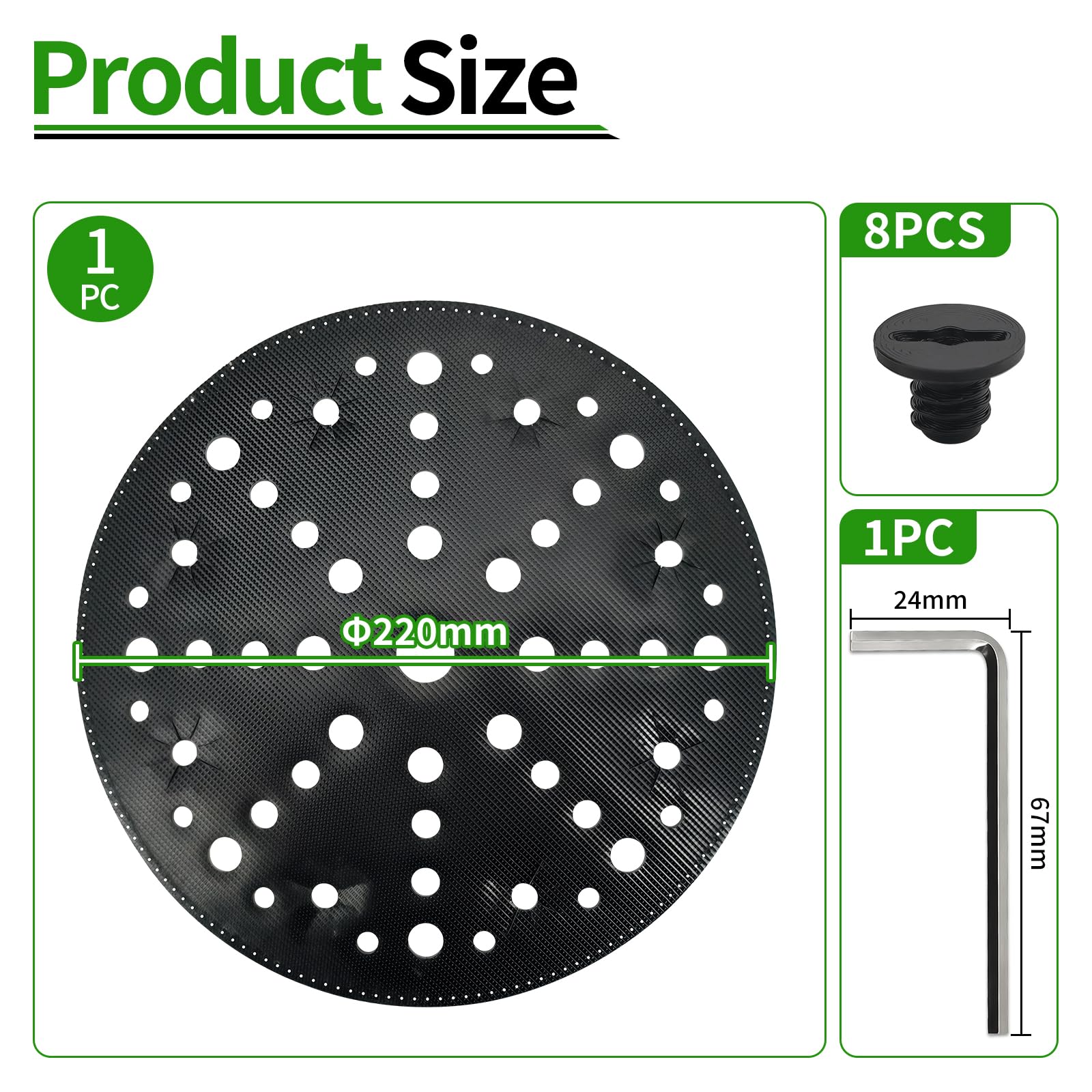 Almohadilla de interfaz para Festool PLANEX LHS 2 225 - Almohadilla blanda para disco lijador de repuesto IP-STF-D220/48-LHS 2 225, almohadilla de interfaz 220 mm para lijadora de larga distancia