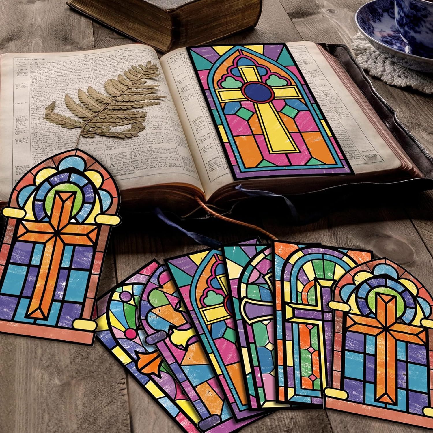 36 Pcs Religious Crosses Crafts for Kids DIY Vbs 2026 Crafts Color Your Own Holy Week Christian Coloring Card Kits for Easter Home Sunday School Activities, 6 Styles, 5 x 9 Inch
