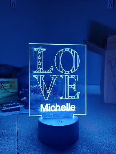 Lámpara de escritorio personalizada de acrílico 3D con bandera de amor del 4 de julio