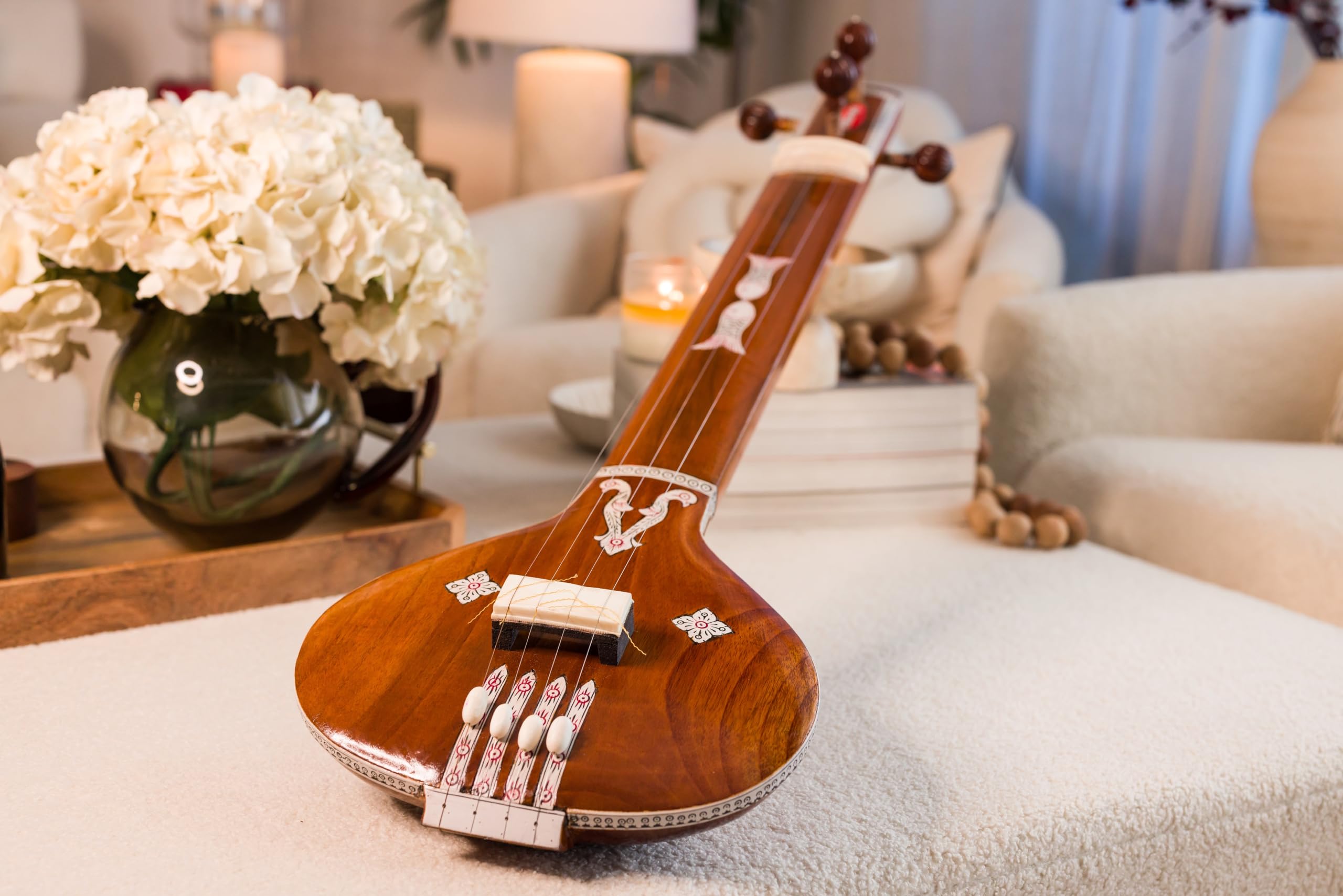 MAHARAJA Instrumental Tanpura, 4 Strings, Flat Tumba, Amazing Acoustics, Extra String Set, Tambura/Tanpuri/Tanpura/Tamburi (PDI-II) - Image 8