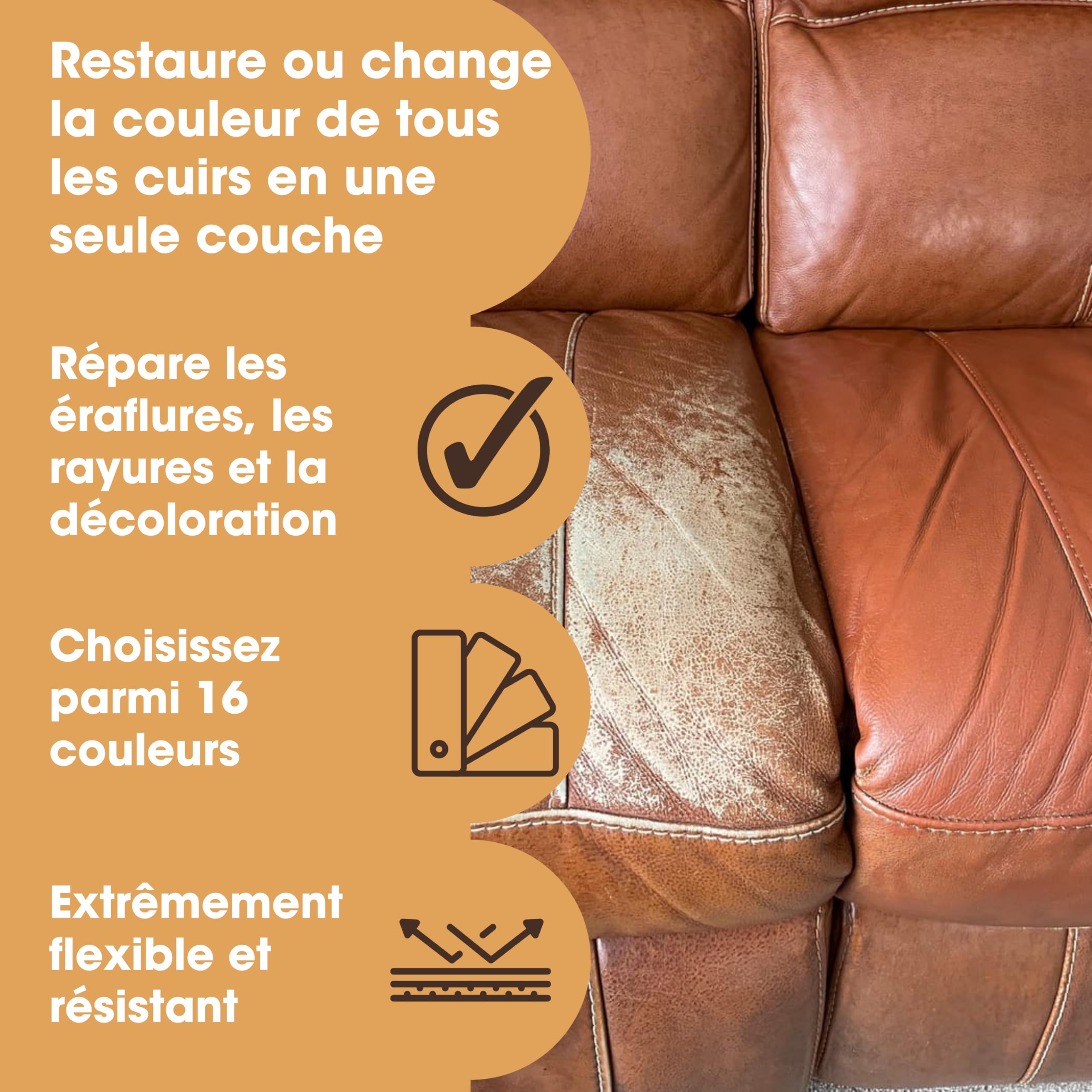 Furniture Clinic Peinture et teinture pour réparation pour cuir | Teinture auto-scellante pour une réparation rapide et facile | Convient pour les canapés, les sièges de voiture, les chaussures, les